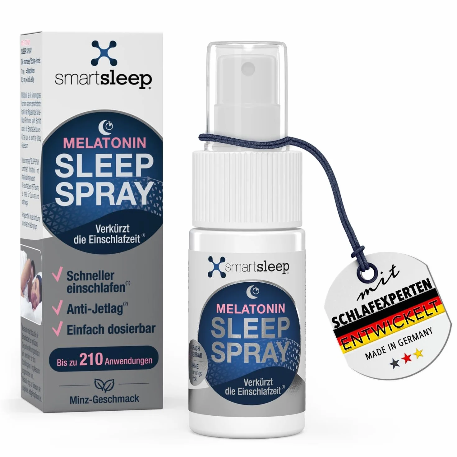 Smartsleep Sleep Spray 0,5 mg 30 ml Melatonina Spray do Zasypiania Mięta Męczennica Made in Germany