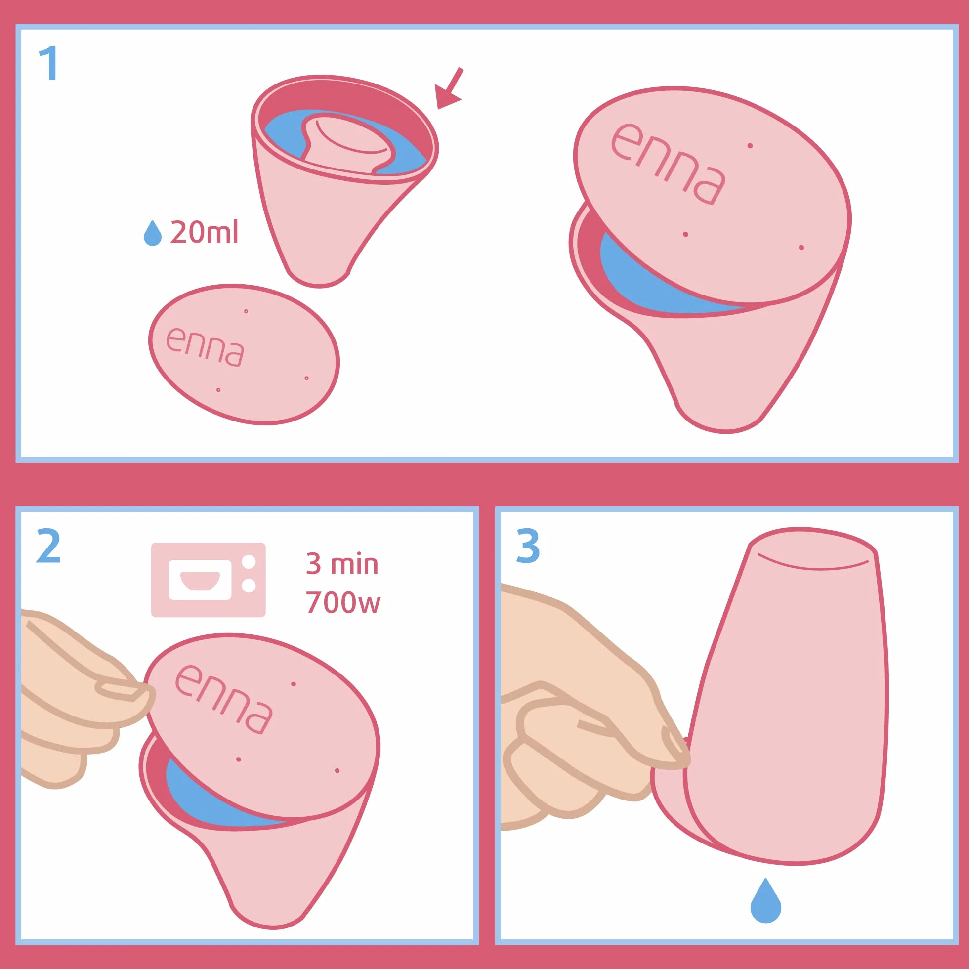Enna Cycle Starter Set Easy 2 kubki menstruacyjne z aplikatorem i sterylizatorem