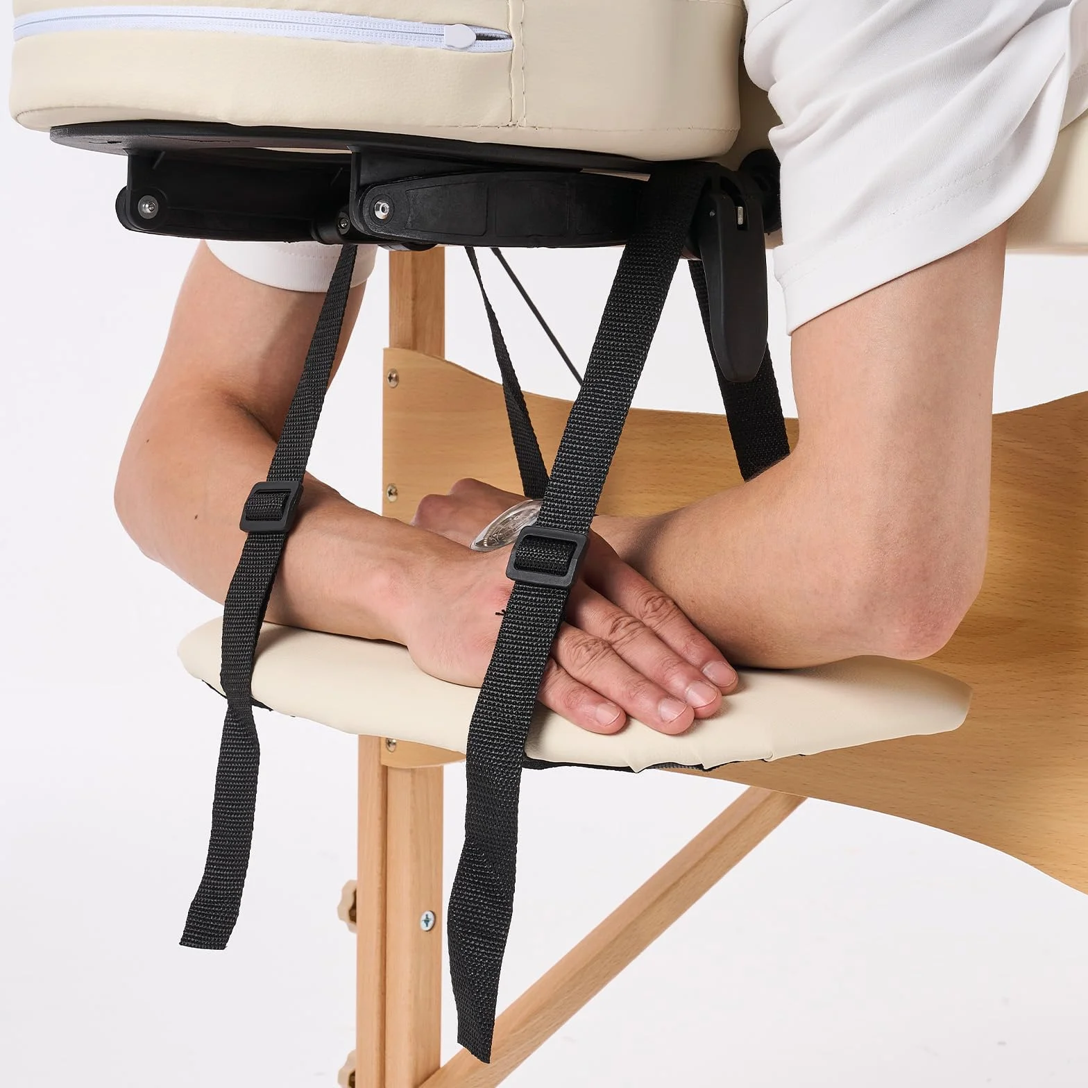 YOUNIKE Stół do masażu Łóżko Rzęsane 2 Składany Przenośny Beżowy Lekki Regulowany Profesjonalny Twarz Spa Salon Terapia Uroda Kosmetyczka Tatuaż 70 cm Szerokość