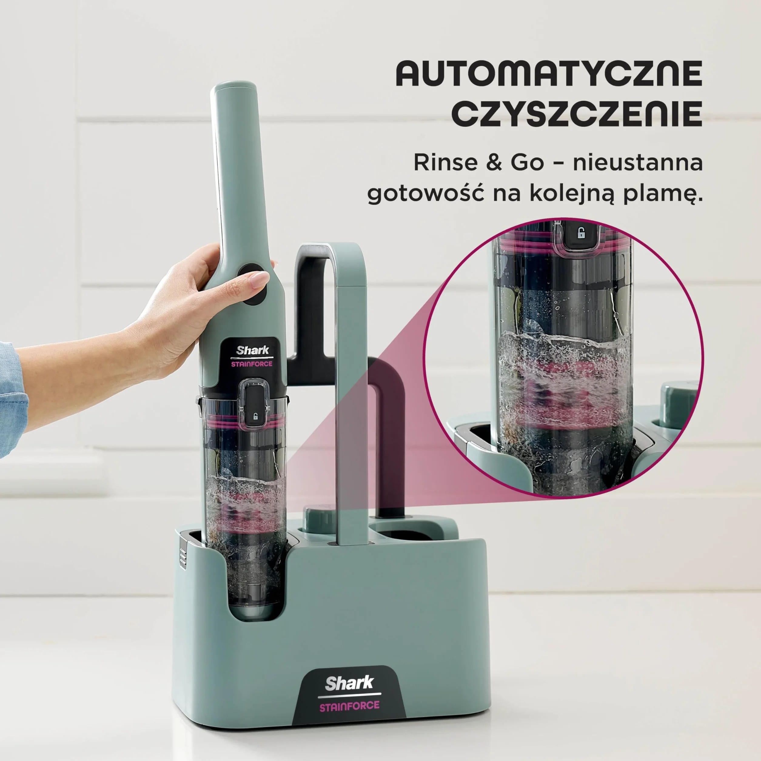 Shark StainForce Lekkie i przenośne urządzenie do usuwania plam i zabrudzeń z dywanów, chodników, tapicerki, schodów, z pojemnikiem, akcesoriami i środkiem czyszczącym (2 szt.), HX100EUCP