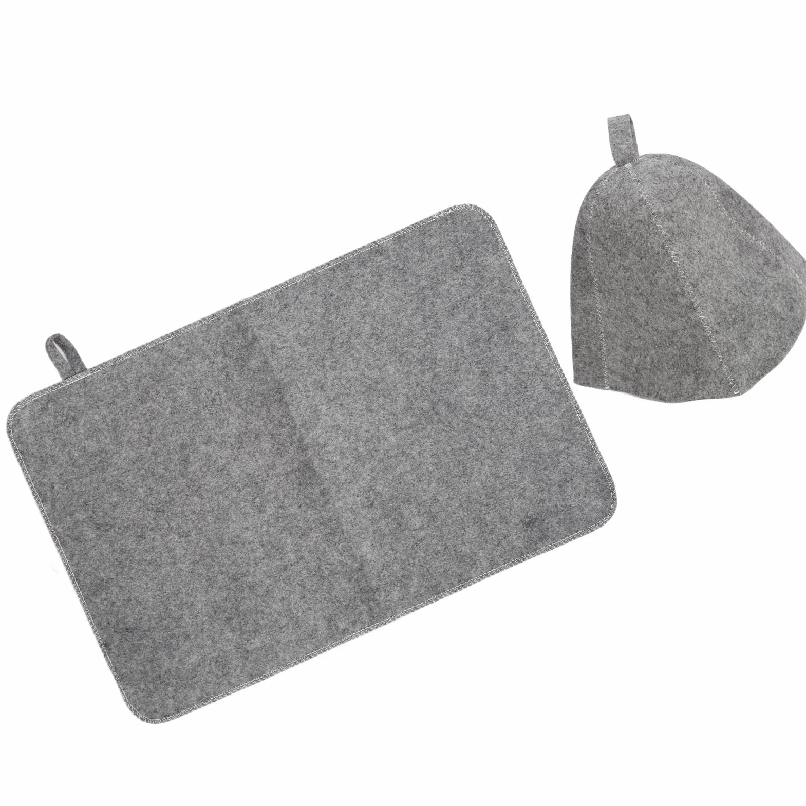 Sauna Filcowa Kapelusz Zestaw z Chłonnym podkładką do Kąpieli - Oddychające Akcesorium do Sesji Sauny - Unisex Portable Filc Hat & Pad dla Relaksu i Komfortu