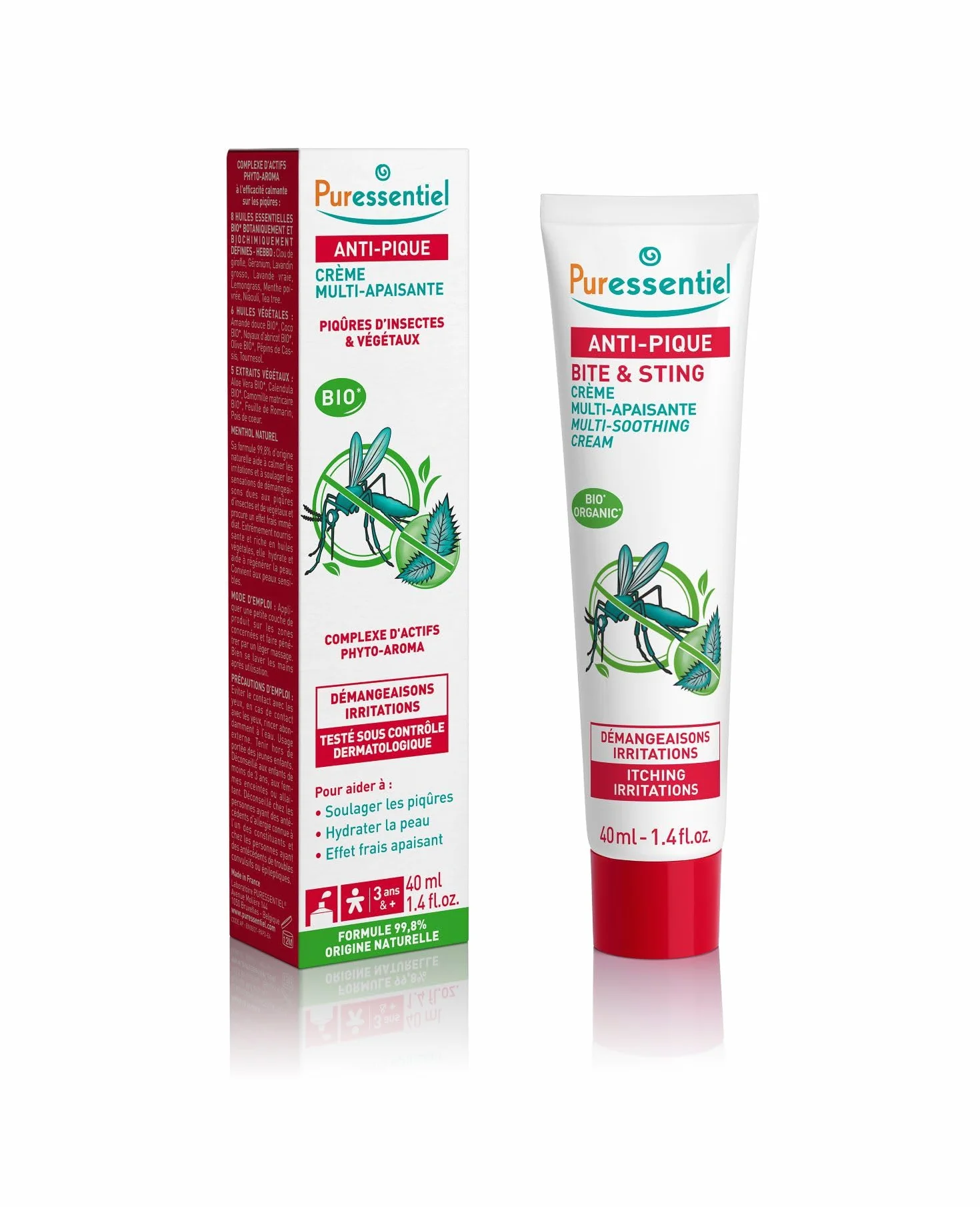 Puressentiel - Anti Pique - Krem wielofunkcyjny - Ugryzienie owadów i roślin - Aktywny w 100% pochodzenia naturalnego - Świeży efekt - Spokojne swędzenie i podrażnienia - 40 ml