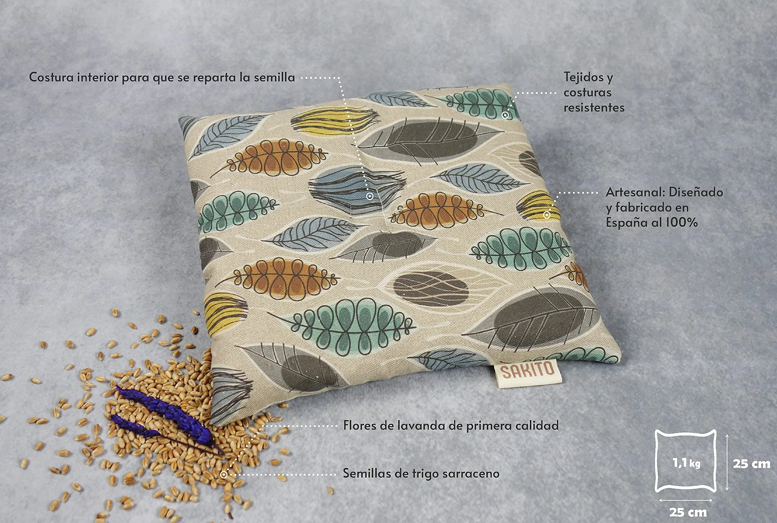 Podkładka Grzewcza Pod Nasiona Pszenicy - Poduszka Cieplna z Ziarnami do Mikrofalówki (25x25 cm) Nadzienie z Nasion Pszenicy i Lawendy Saco Térmico de Semillas de Trigo y Lavanda Forma Cuadrado | Bolsa Semillas Lavanda para Microondas | Bolsa de Semillas