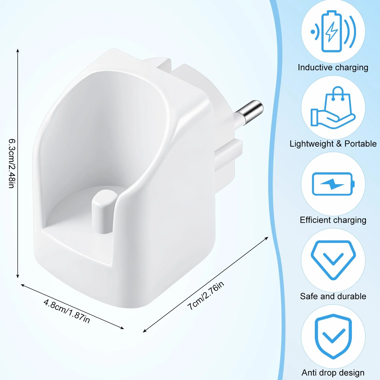Elektryczna stacja ładująca do gniazda UE do modeli Oral-B/Braun (z wyjątkiem serii IO i serii Pulsonic), wodoszczelna stacja ładująca IP67, adapter do gniazda wtykowego do szczoteczek Oral B iO