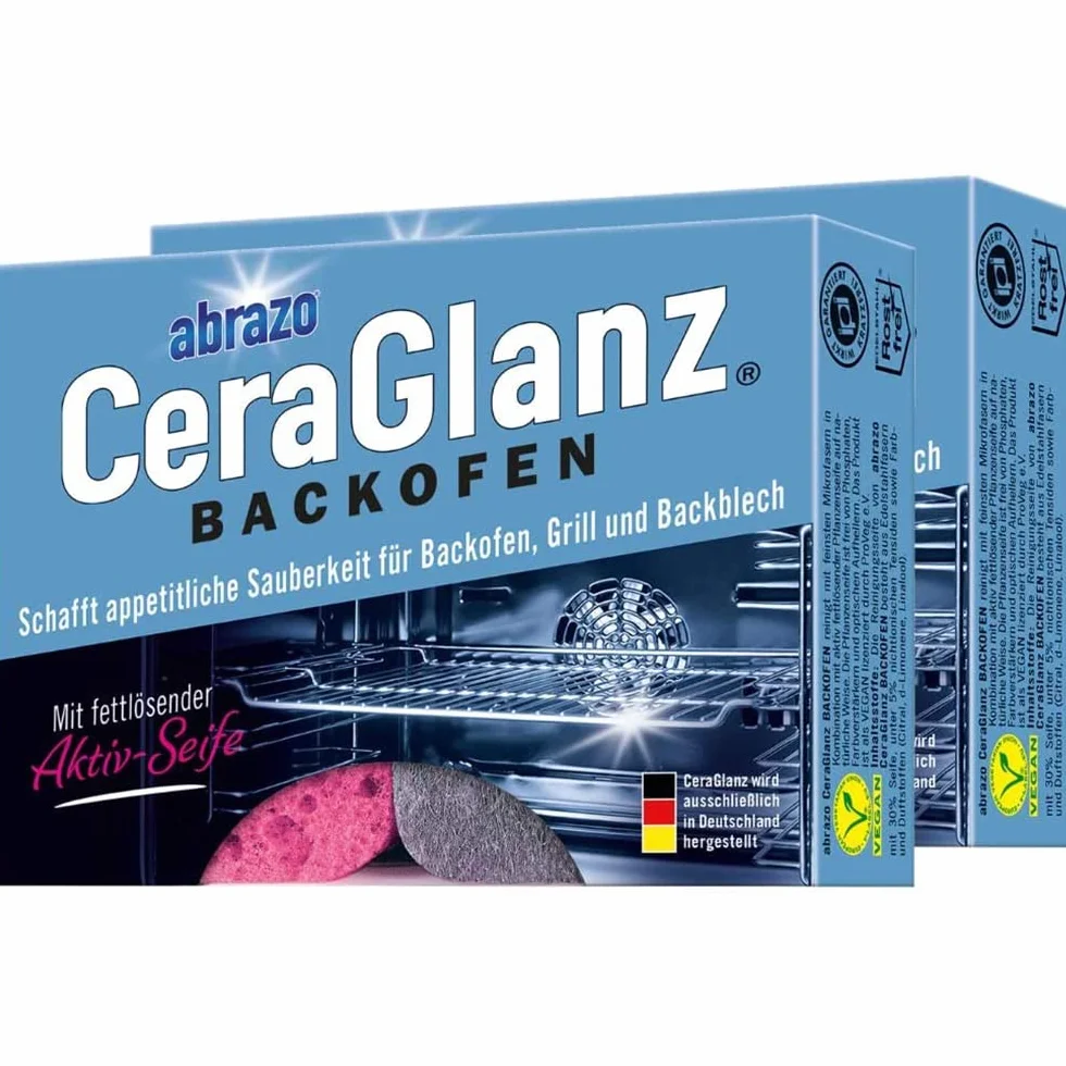 abrazo CeraGlanz piekarnik | 4 środki do czyszczenia piekarnika, 2 x 2 szt. | środek do czyszczenia piekarnika, czyszczenie uporczywych zabrudzeń