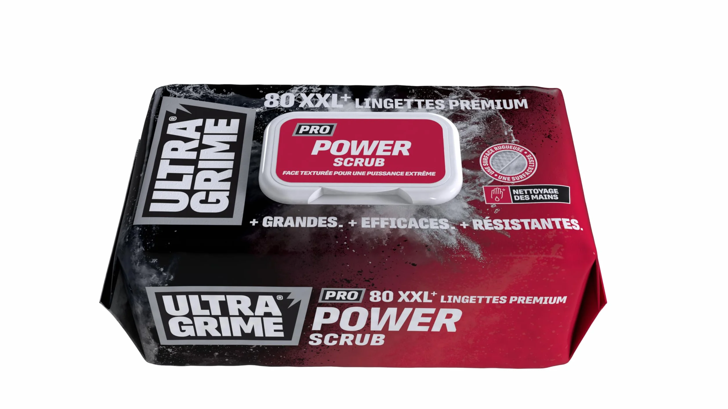 UltraGrime Pro Power Scrub Cleaning Wipes | Wydajne przemysłowe chusteczki do usuwania zabrudzeń i zabrudzeń na wszystkich powierzchniach | 100 bardzo szerokich wilgotnych ściereczek, 38 cm x 25 cm