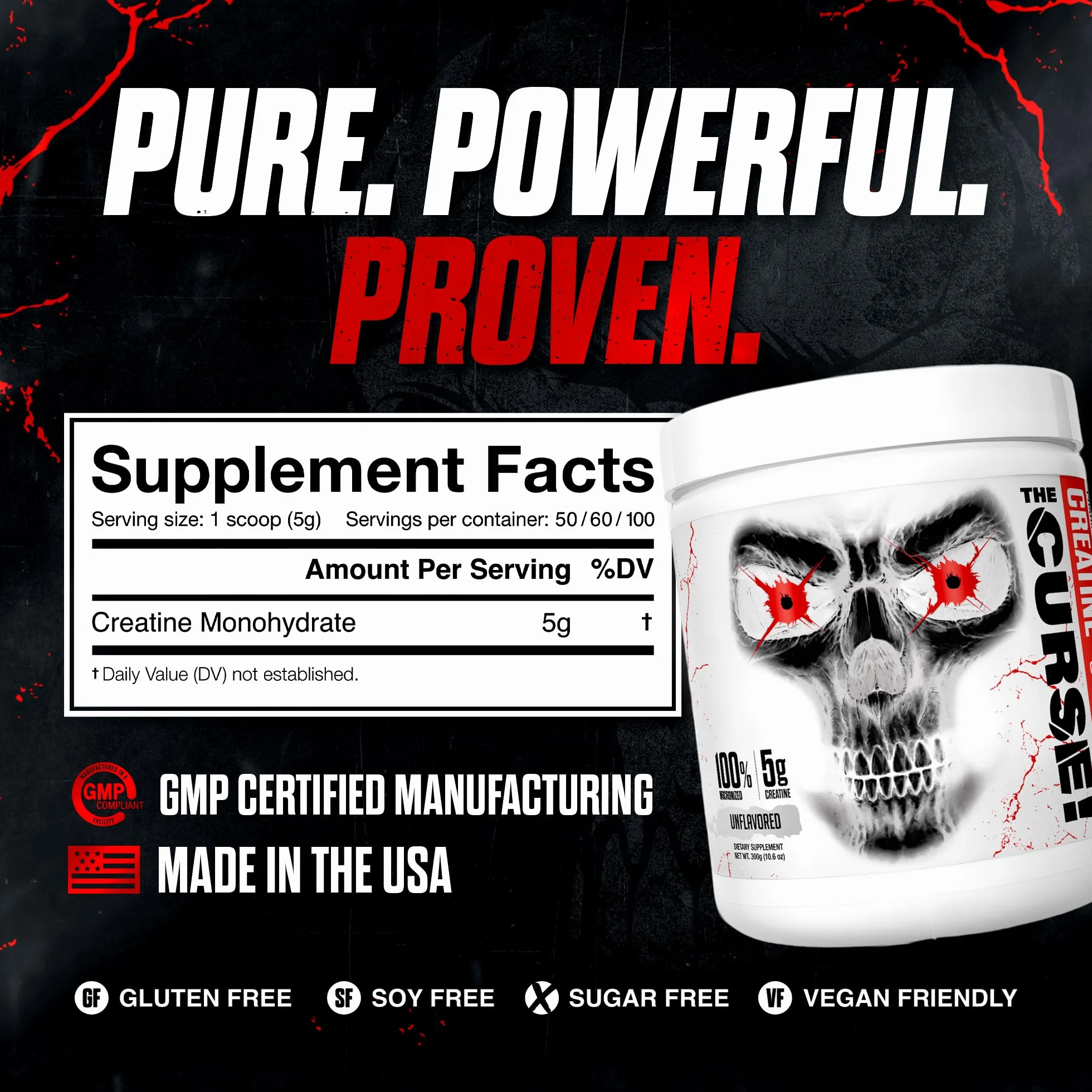 JNX Sports The Curse! Creatine 500g Unflavoured Monohydrat kreatyny