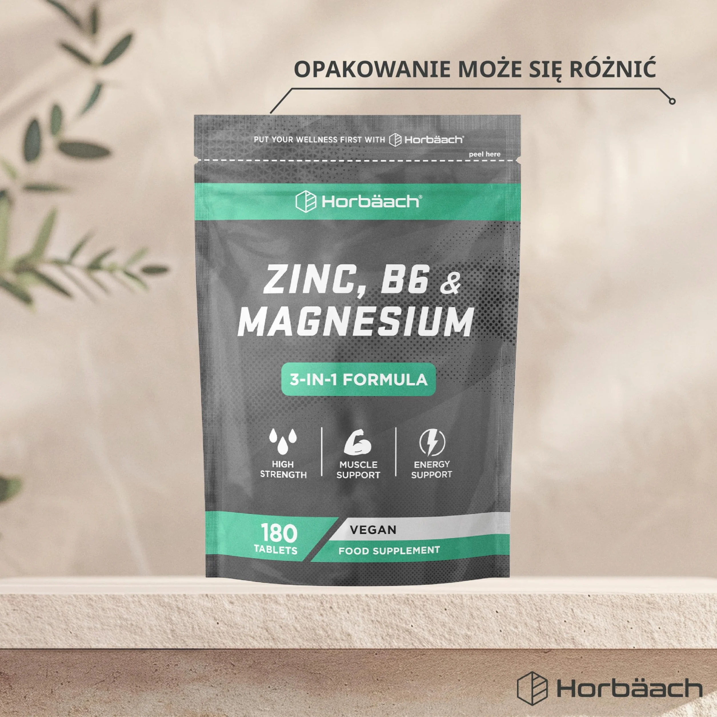 Cynk, Magnez i Witamina B6 Tabletki | Zapas na 6 miesięcy | 100% RWS – Wysokiej Mocy Suplement Wspierający Mięśnie | Kompleks 3-w-1 | 180 tabletek Wegańskich | Seria Sport marki Horbaach