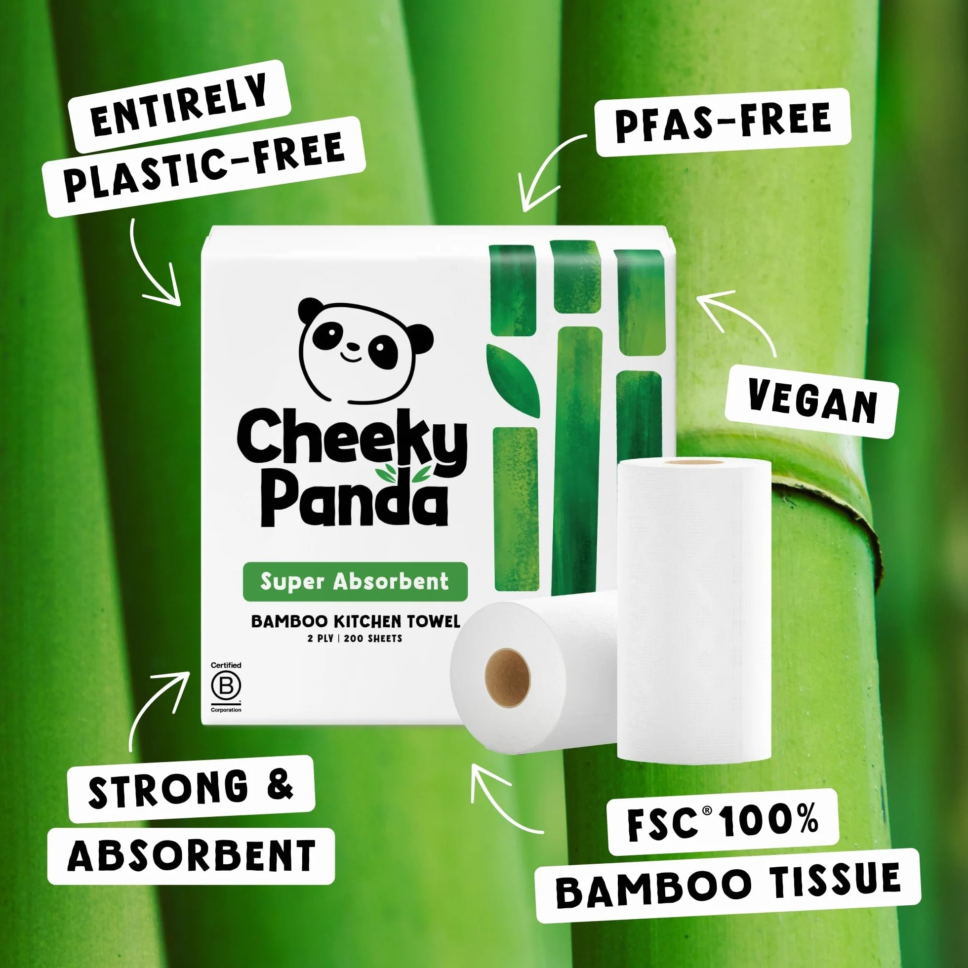 The Cheeky Panda Bamboo Touch Ręcznik Papierowy, 2 Sztuki