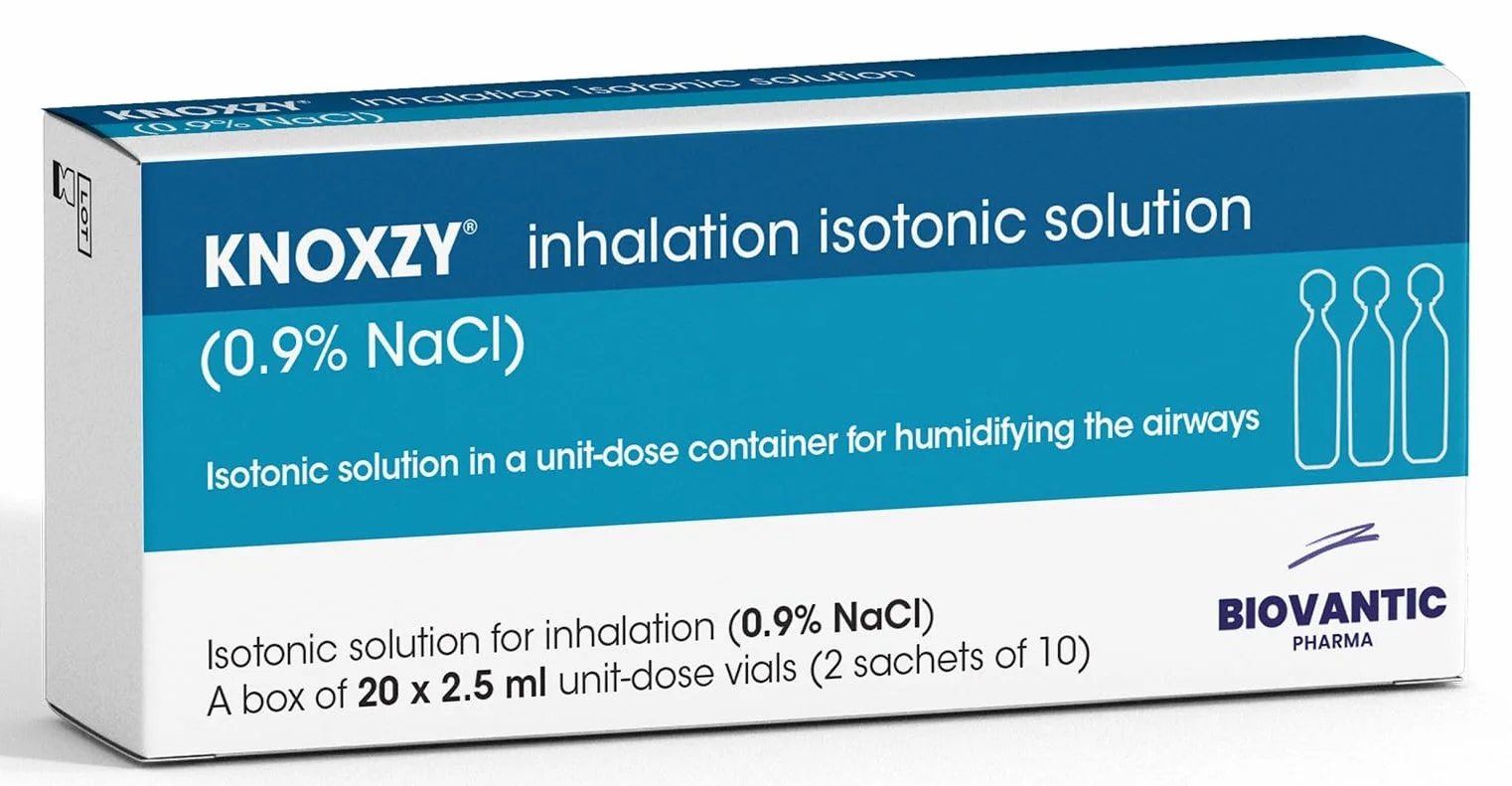 KNOXZY izotoniczny 0,9% chlorek sodu - NaCl roztwór soli fizjologicznej do inhalacji nawilżający drogi oddechowe – 20 x 2,5 ml fiolki z pojedynczą dawką