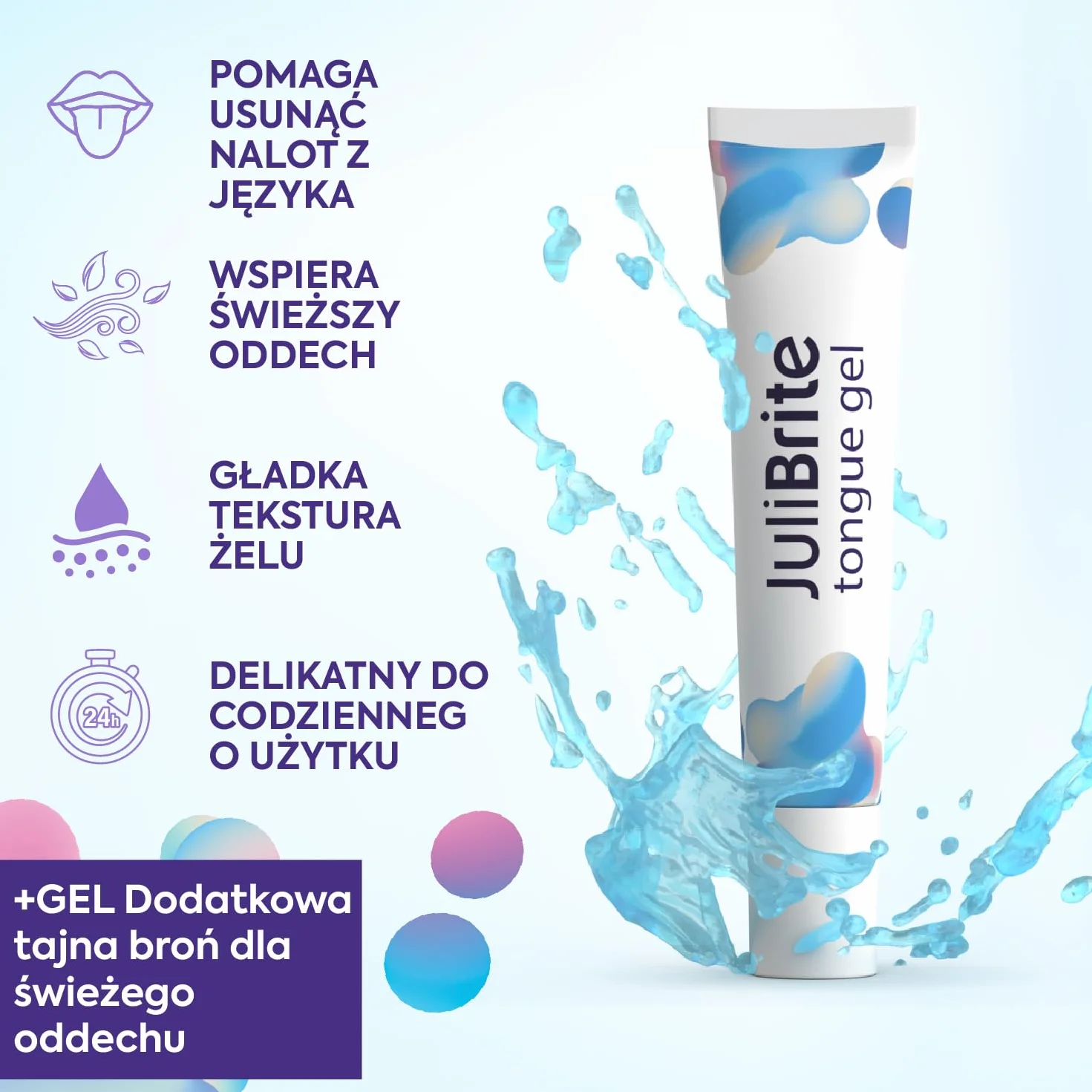 Żel do czyszczenia języka 50 ml + szczoteczka zestaw na nieświeży oddech