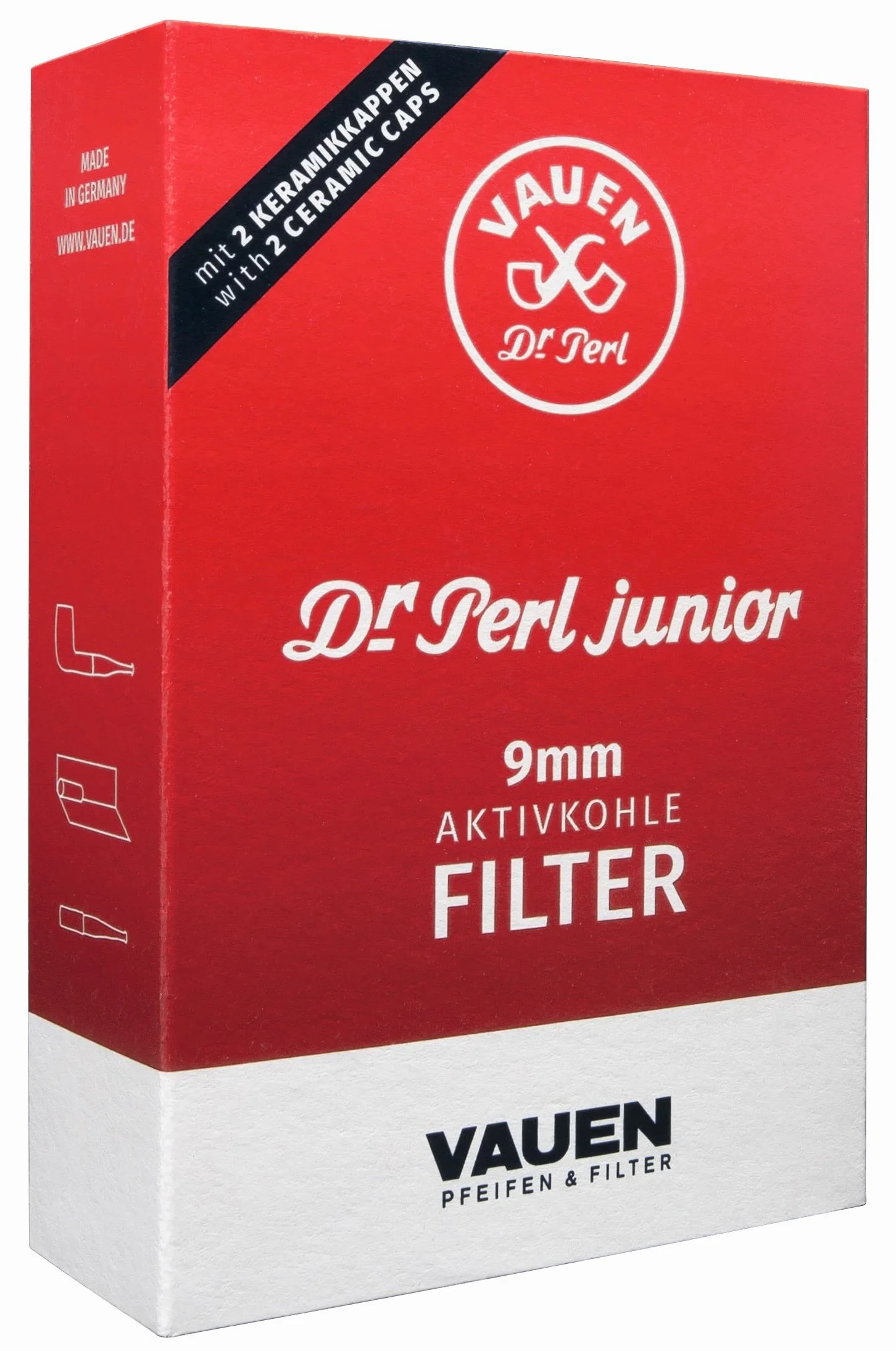 Dr. Perl Junior 9 mm filtr z węglem aktywnym, pudełko 10 x 100 sztuk