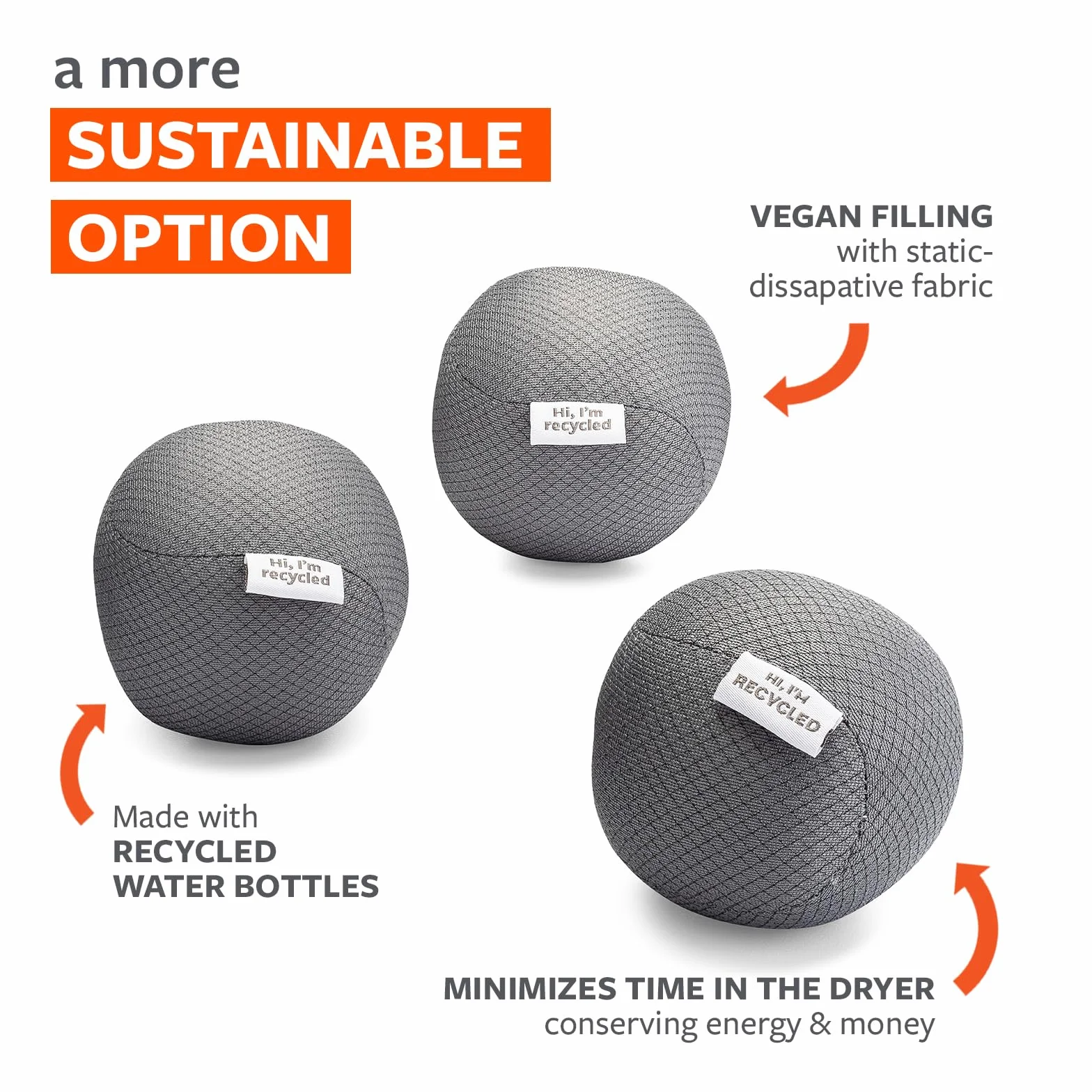 Full Circle Anti-Static Dryer Balls Grey, 3-Pack