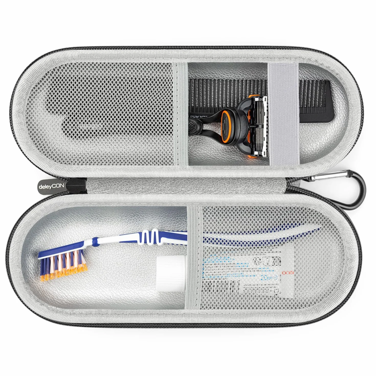 deleyCON Hardcase Etui Podróżne Torba na Szczoteczkę do Zębów Golarkę Kosmetyki - Czarny