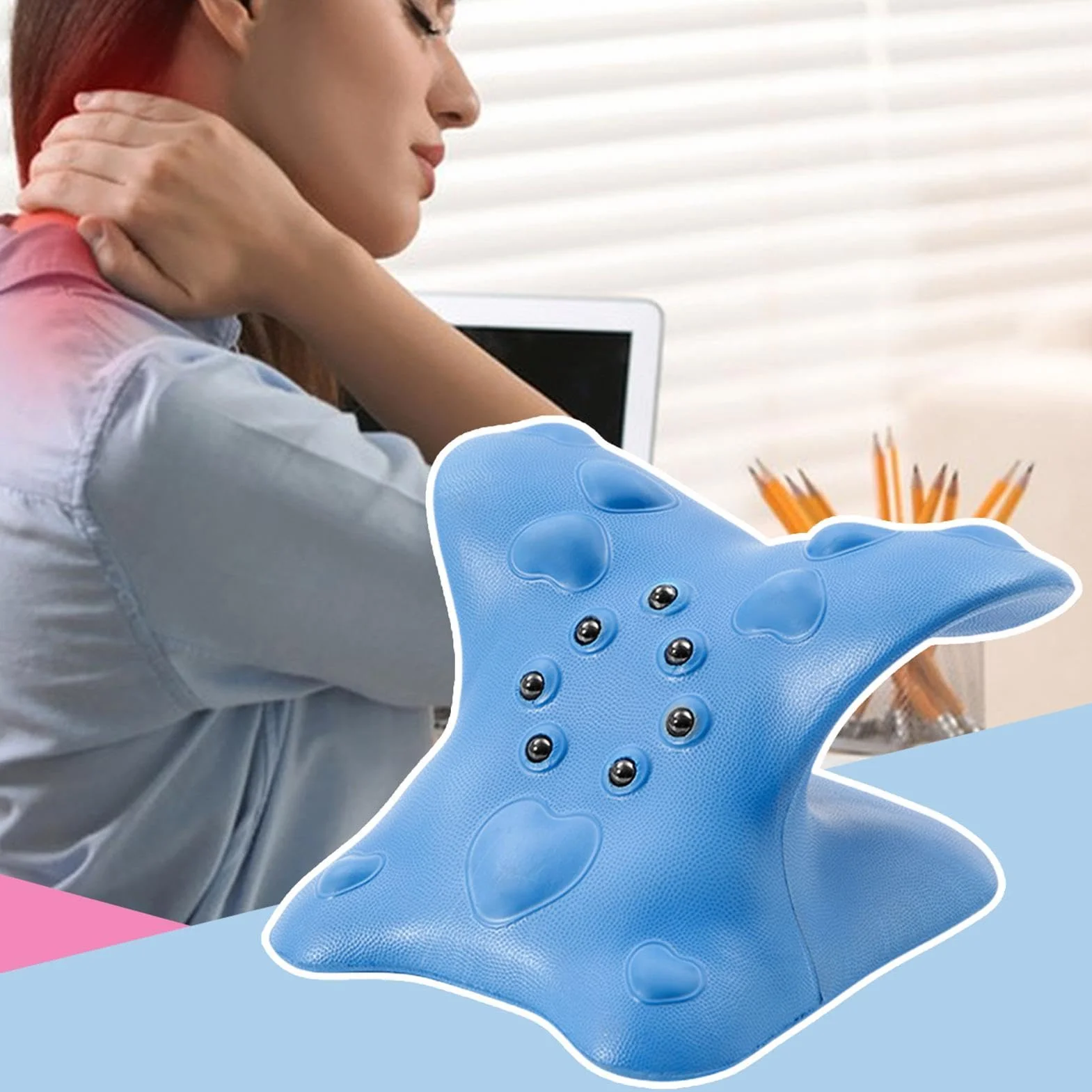 Neck Shoulder Relaxer, Neck Stretcher Pillow, Upper Back Massage, Ergonomic Neck Device, Shoulder Wedge Pillow, Ergonomic Design Convenient and Portable for Muscle Tension Men Women