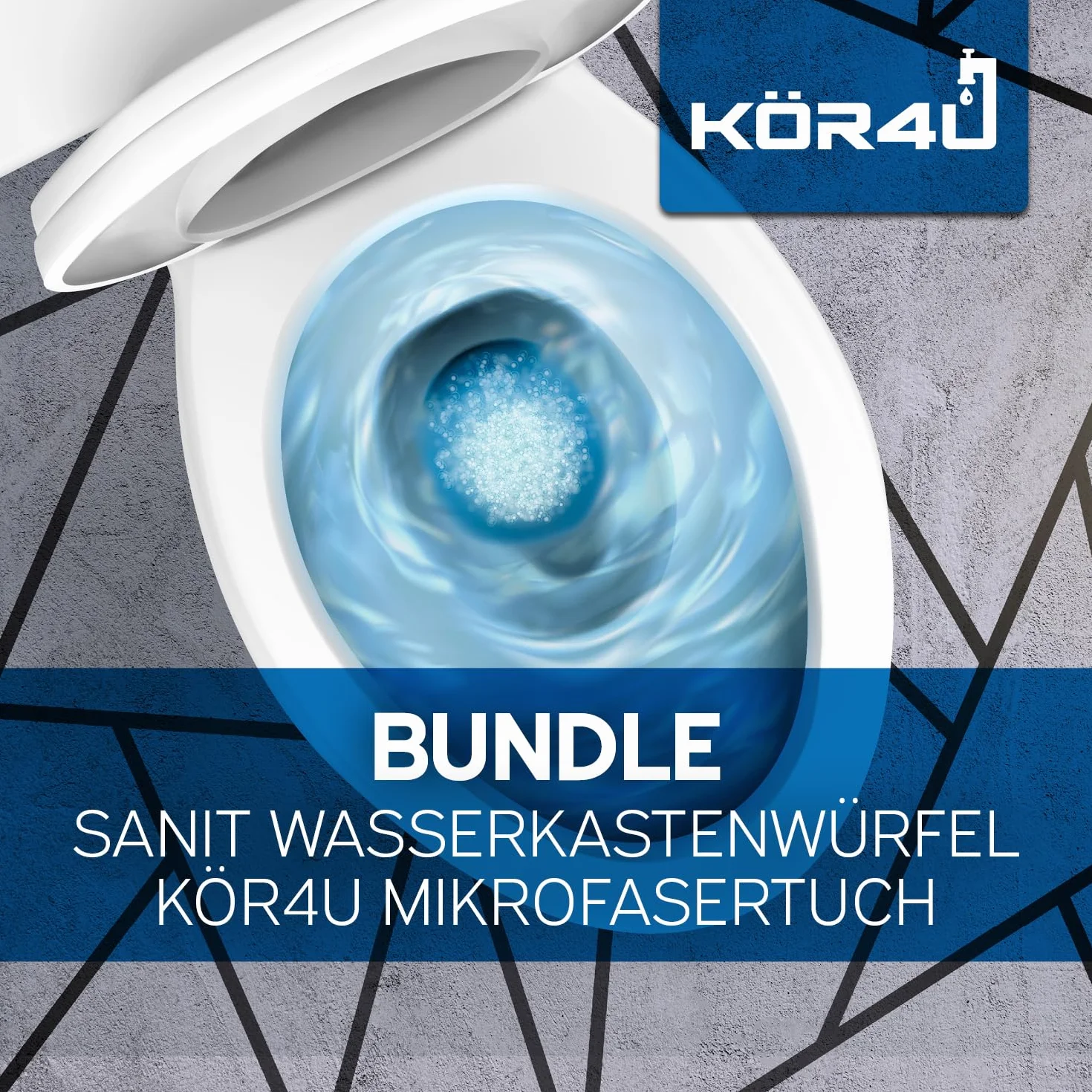 Sanit kostki do pojemnika na wodę – 10 sztuk, 40 tygodni świeżości w łazience – łącznie ze ściereczką z mikrofibry by Kör4u – Made in Germany
