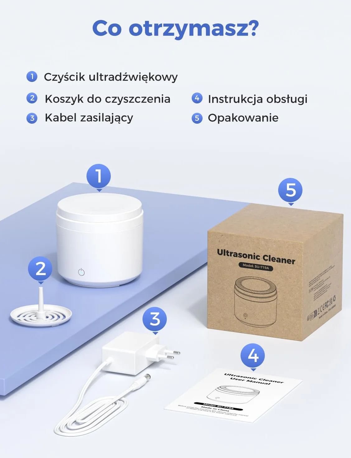 Myjka Ultradźwiękowa 48000HZ, Ultrasonic Retainers Cleaner 200ML z Lampą UV, 24W Urządzenie Do Czyszczenia Ultradźwiękowego do Protez Zębowych/Aparatów Ortodontycznych/Nakładek Invisalign