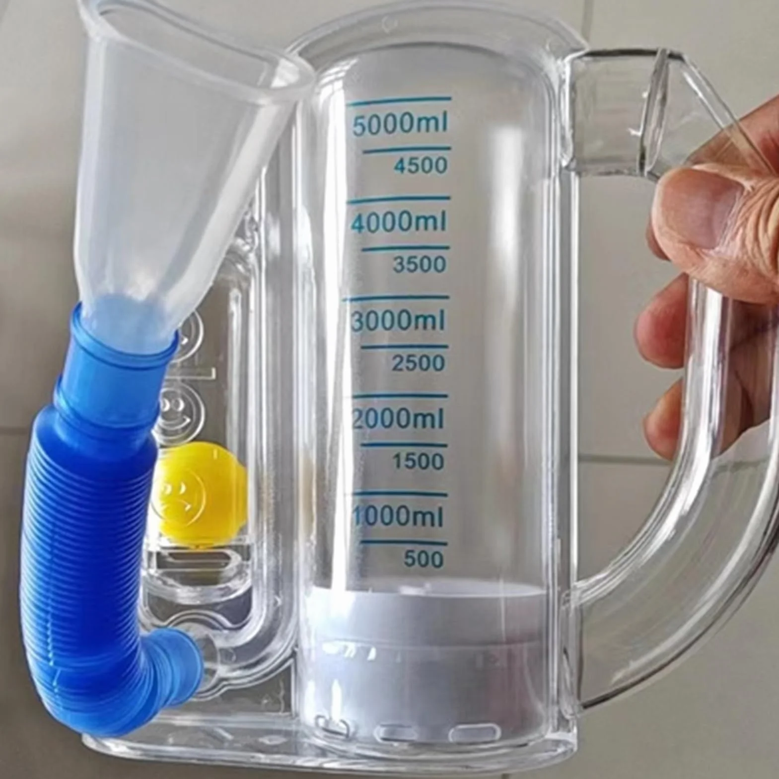 Incentive Spirometer Adult, trener płuc ze wskaźnikiem przepływu powietrza, 5000 ml, trenażer oddychania dla mężczyzn, kobiet, seniorów, przenośny przyrząd do oddechu, domowa rekonwalescencja, 19 x 15