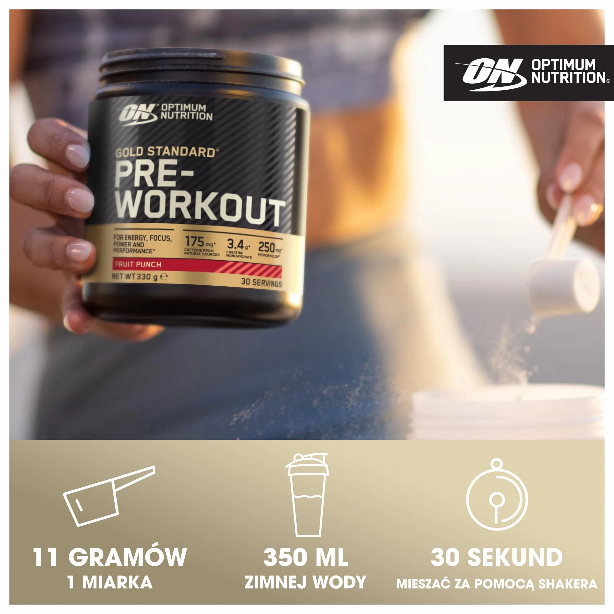 Optimum Nutrition Gold Standard odżywka przedtreningowa Green Apple 30 porcji 330 g