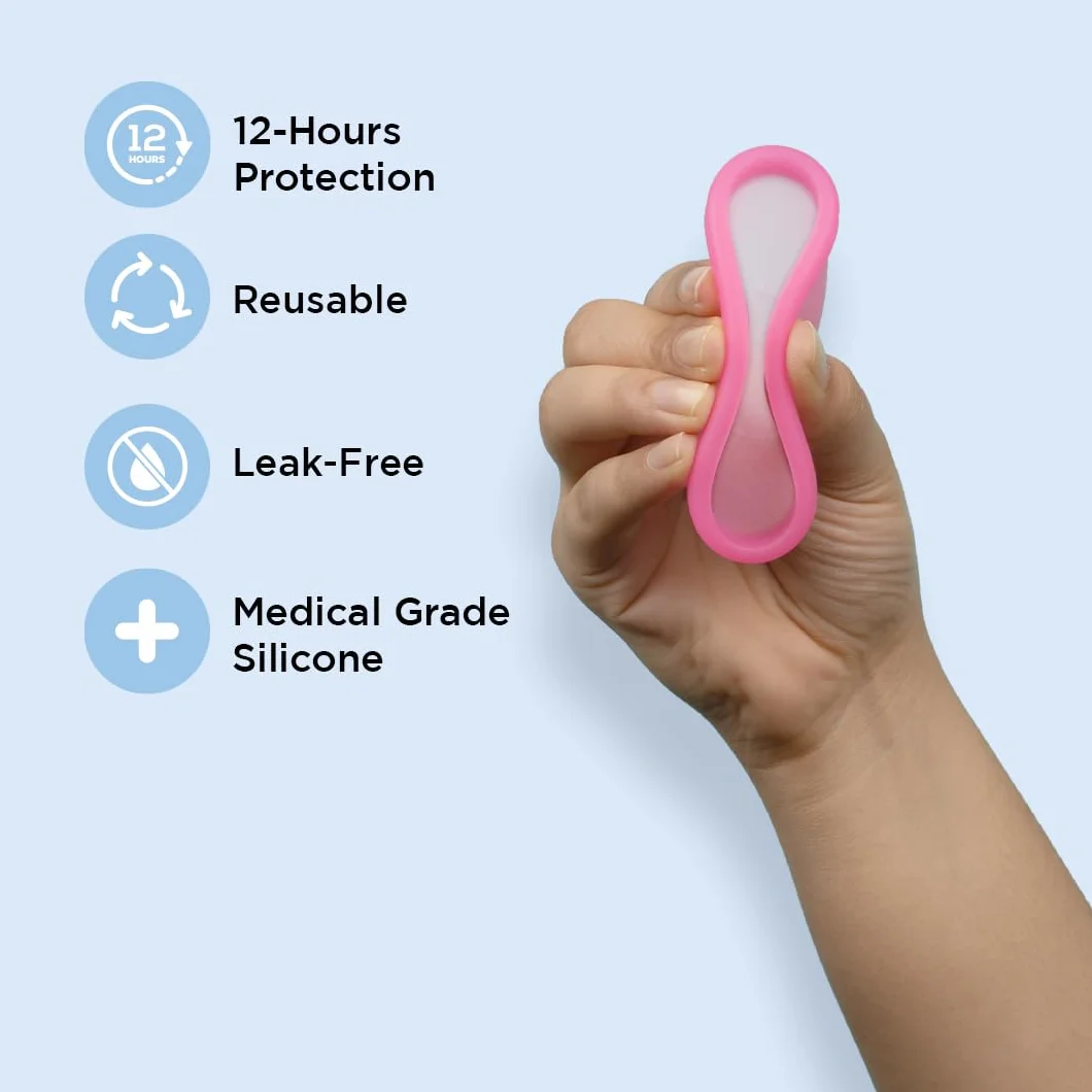 Pee Safe Dysk menstruacyjny wielokrotnego użytku | 1 dysk menstruacyjny wielokrotnego użytku + 1 woreczek do przechowywania spandexu | pojemność 55 ml | wykonany z silikonu medycznego