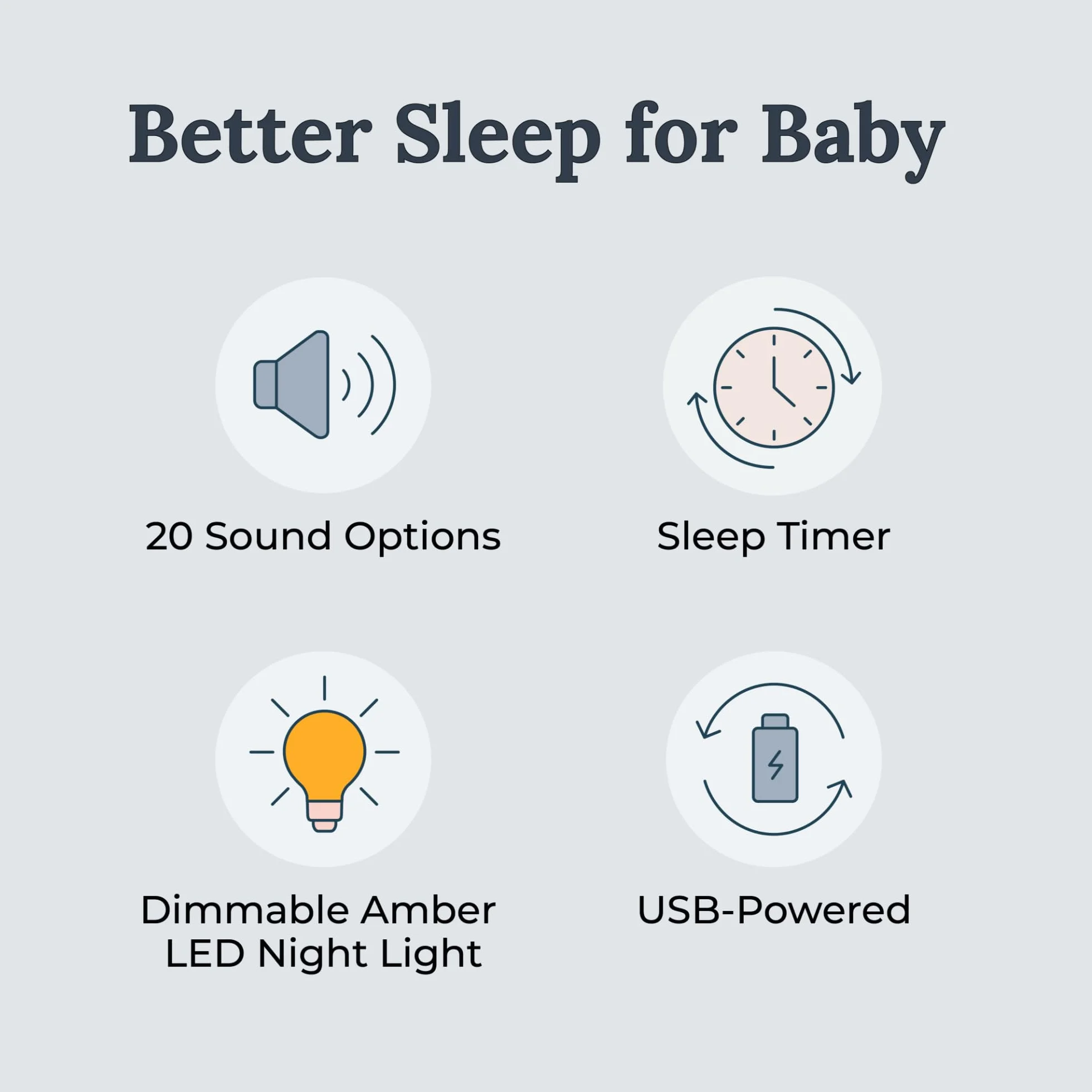 Yogasleep Nod White Noise Sound Machine z miękkim światłem nocnym i timerem snu, 20 opcji dźwięku, pomoc w zasypianiu