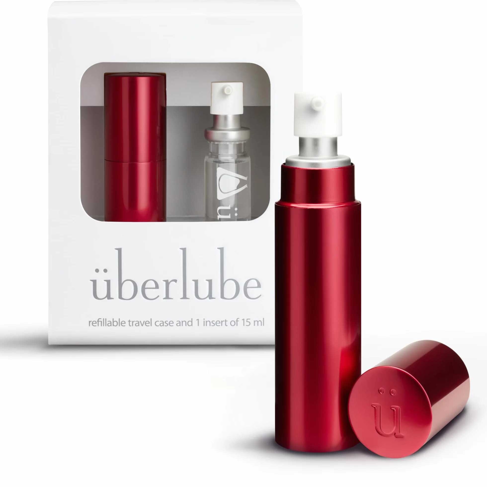 Überlube Premium lubrykant zestaw podróżny | naturalny silikonowy lubrykant z witaminą E, bezzapachowy i smakowy, działa również pod wodą 15 ml czerwony