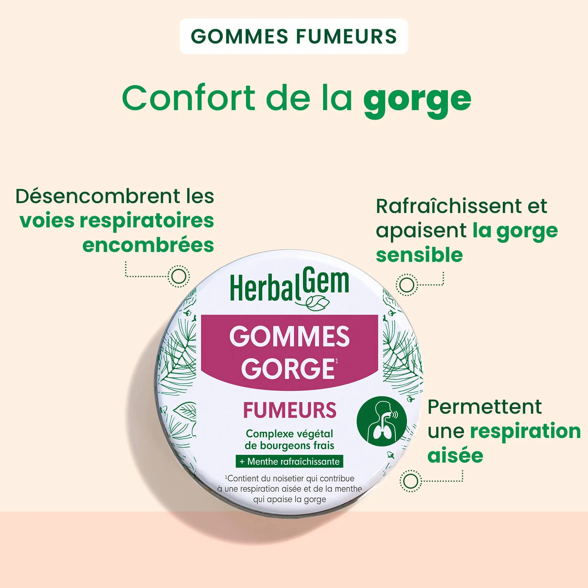 Herbalgem - Organiczne gumki do gardła 45 g