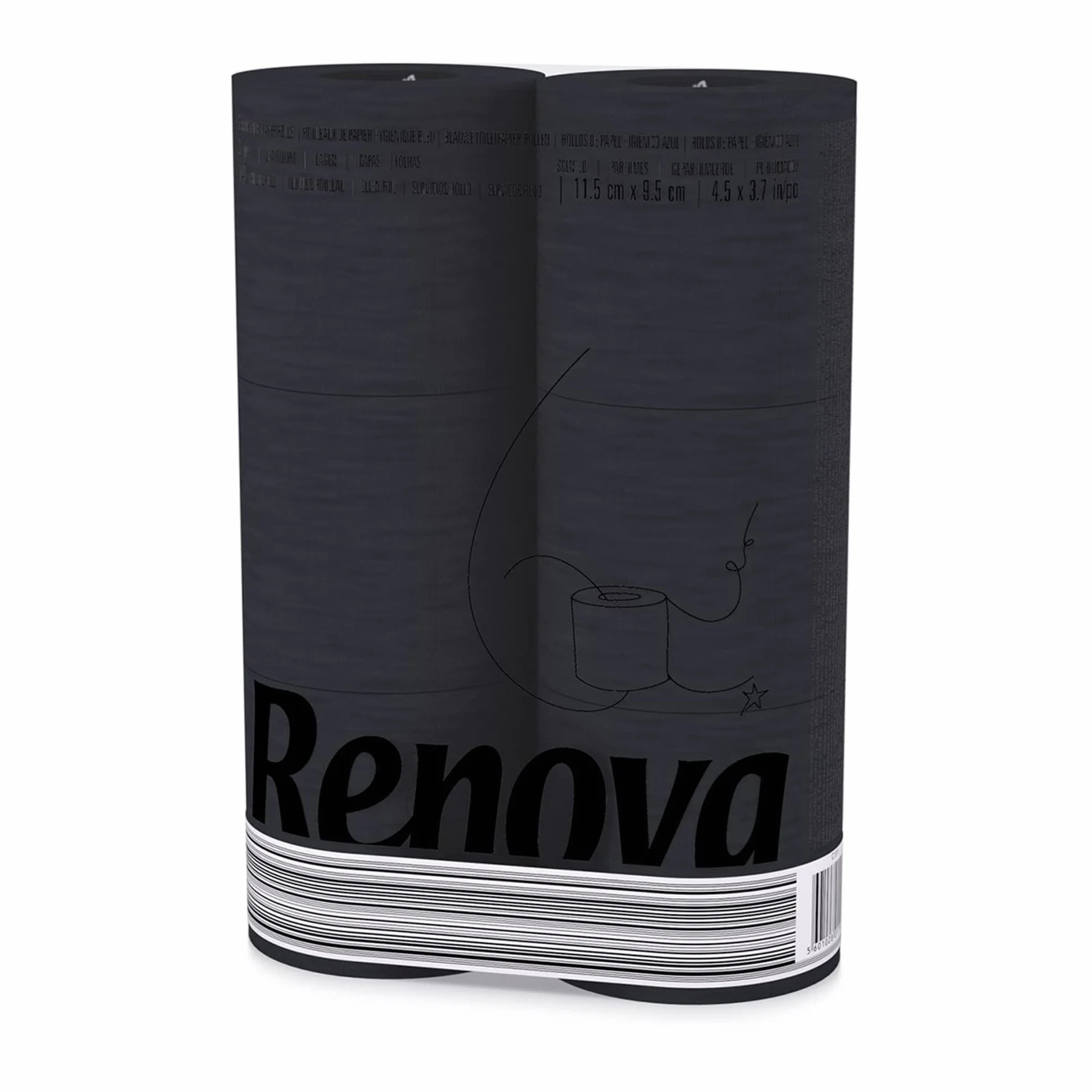 Renova H&PC-53742 3-warstwowa czarna chusteczka toaletowa 6 sztuk