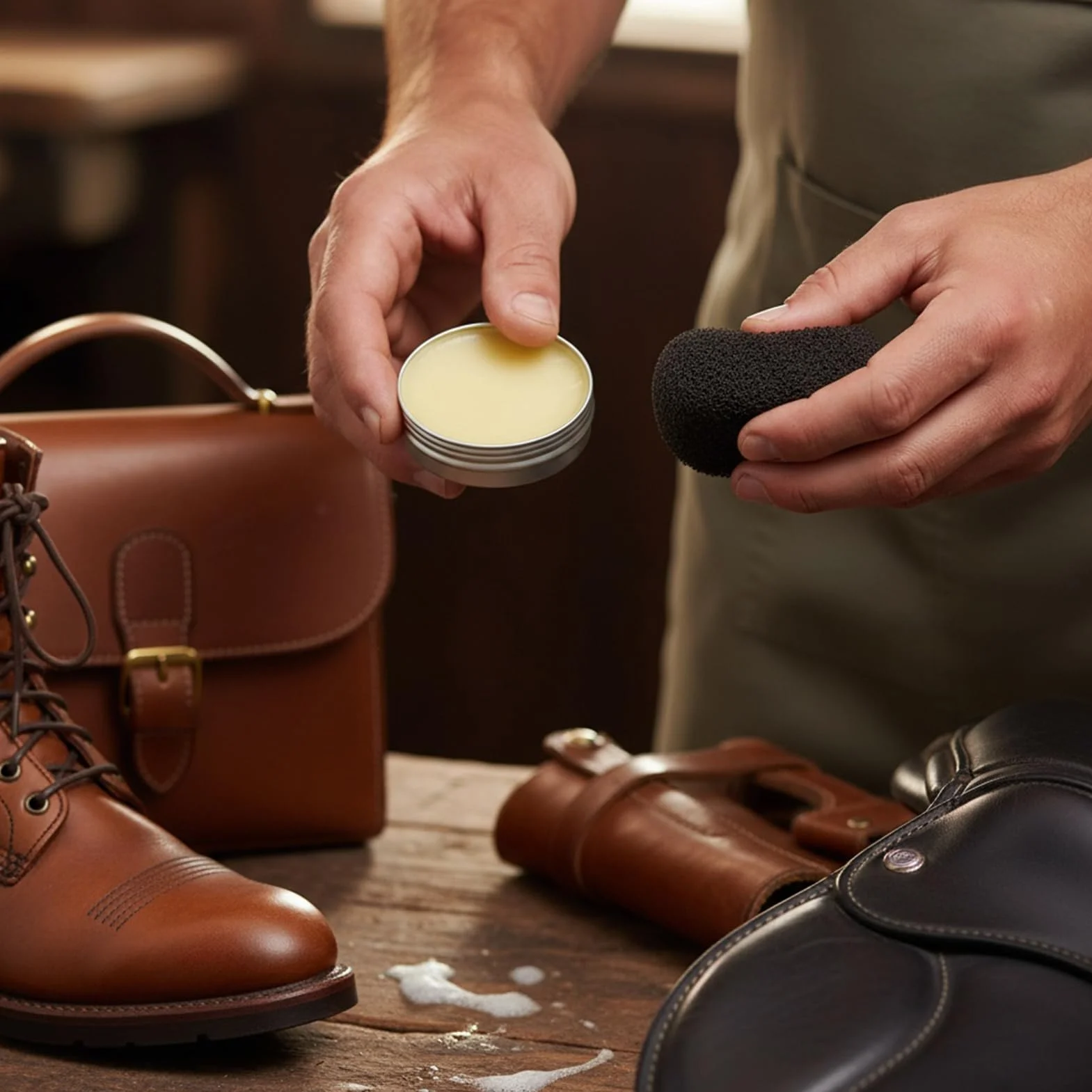 Saddle Soap Leather Conditioner, 8x3cm 100g Boot Cleaner ABS Case With Sponge, Leather Care Supplies, Boots, Shoes, Bags, Jackets, Saddles, Cleaning, Conditioning