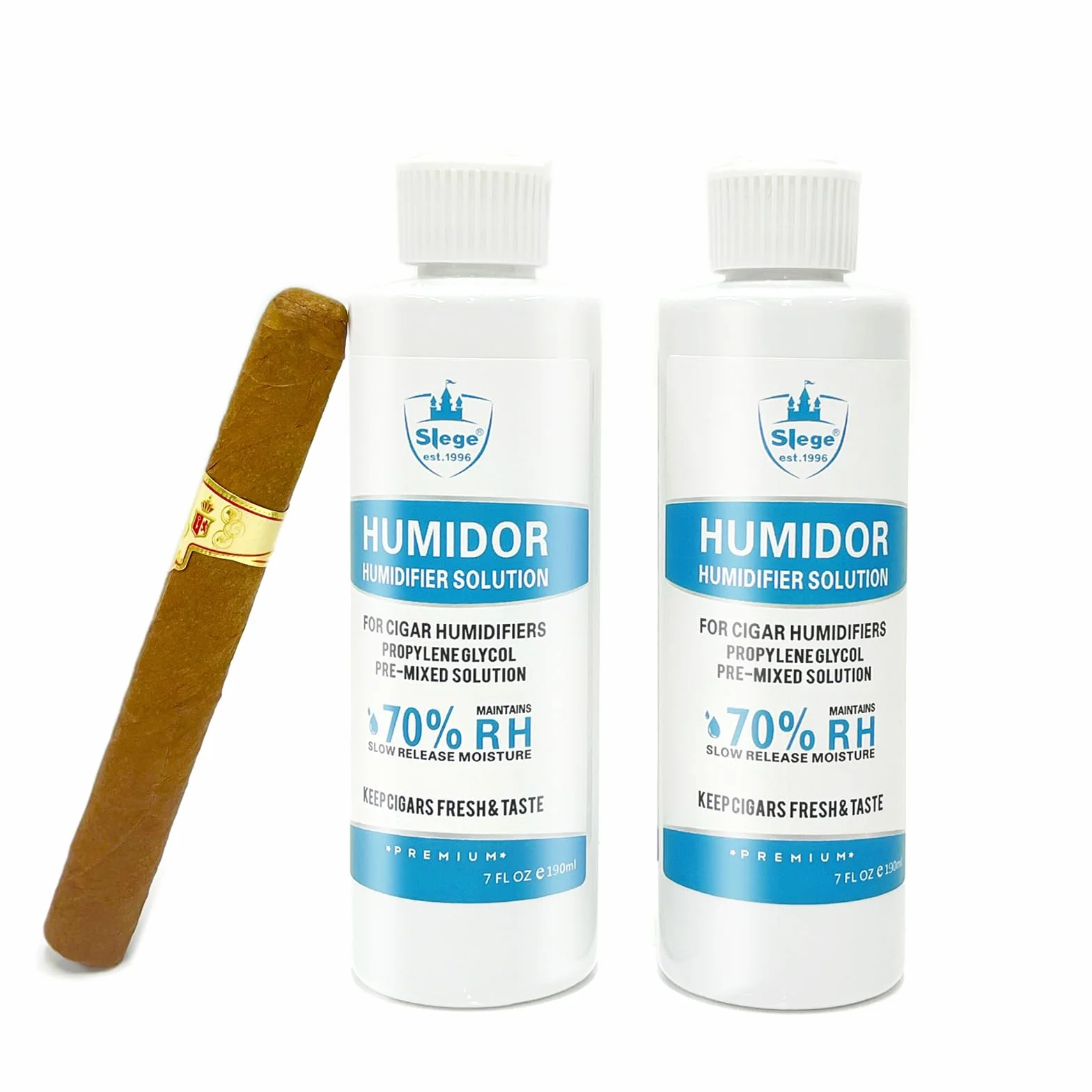 Humidor Roztwór do cygar,Nawilżacz, roztwór do nawilżania Cygar Humidor Solution, glikol propylenowy, płyn wstępnie mieszany (7 fl oz) x 2 butelki