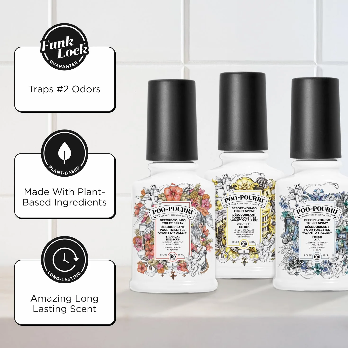 Pourri Bright & Tropical odświeżacz łazienkowy zestaw Getaway 3 mini zapachy
