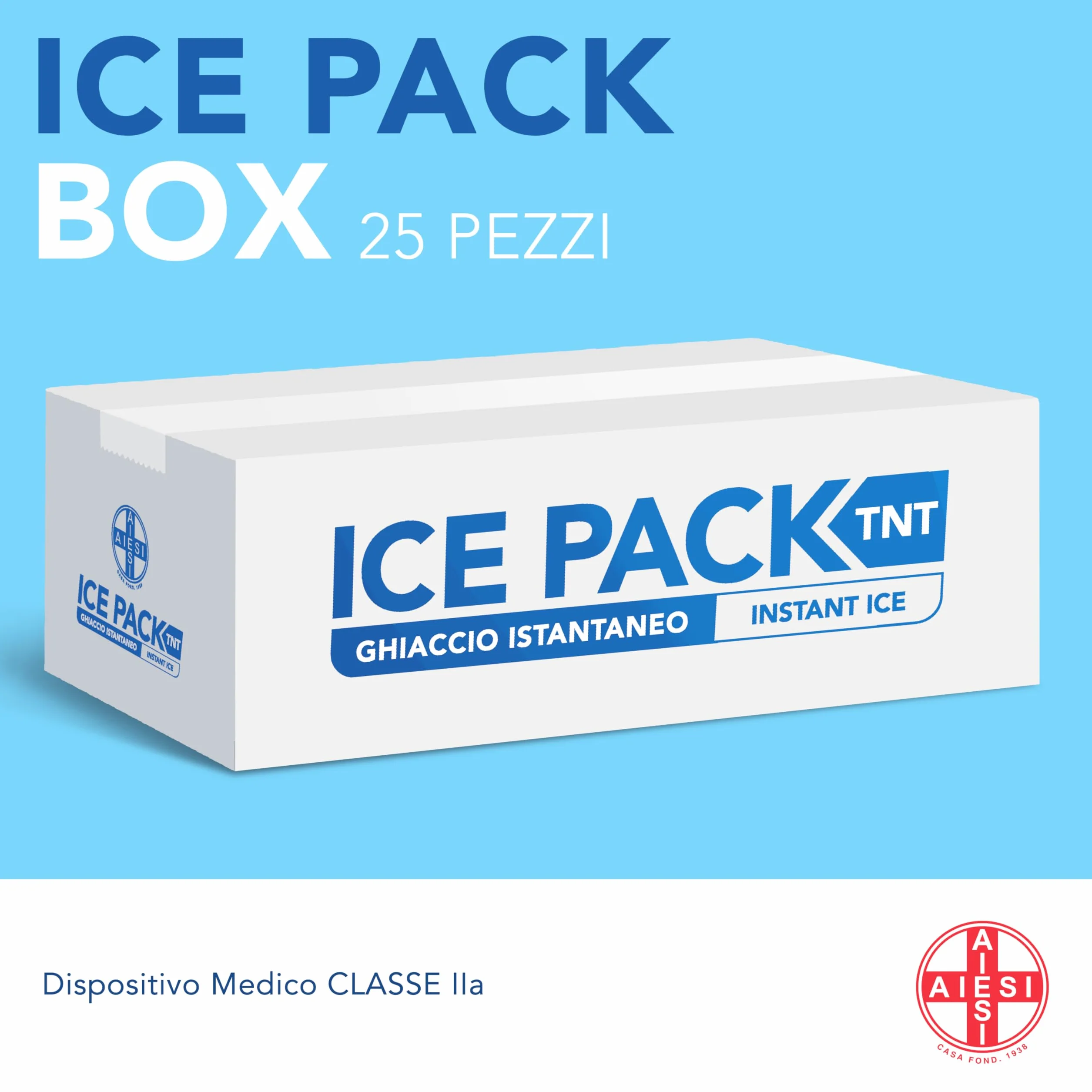 AIESI® Jednorazowe woreczki z włókniny typu instant ice 14x18 cm ICE PACK TNT (25 sztuk), wyprodukowane we Włoszech
