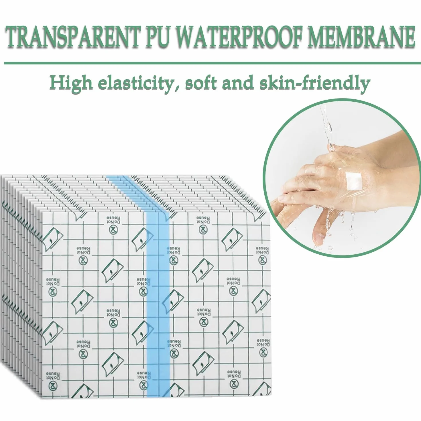 DAZISEN Przezroczysty Elastyczny Plaster Samoprzylepny - 50 szt. Wodoodporna Plandeka do Opatrunków Plastry na Tatuaż Taśma 10 x 12 cm