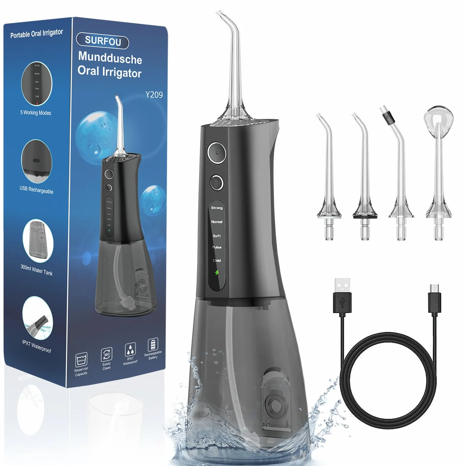 SURFOU Hydropulsor Dental Przenośny Elektryczny Flosser Zraszacz jamy ustnej