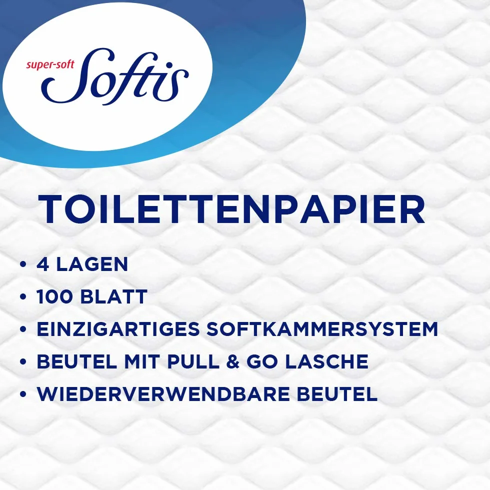 Softis 4-warstwowy papier toaletowy, opakowanie 45 rolek, 100 arkuszy na rolkę, FSC