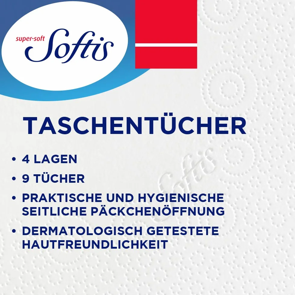 Softis 4-warstwowe chusteczki higieniczne | 300 opakowań jednorazowych chusteczek (30 x 10), przetestowane dermatologicznie, przyjazne dla skóry, otwór boczny do higienicznego wyjmowania chusteczek