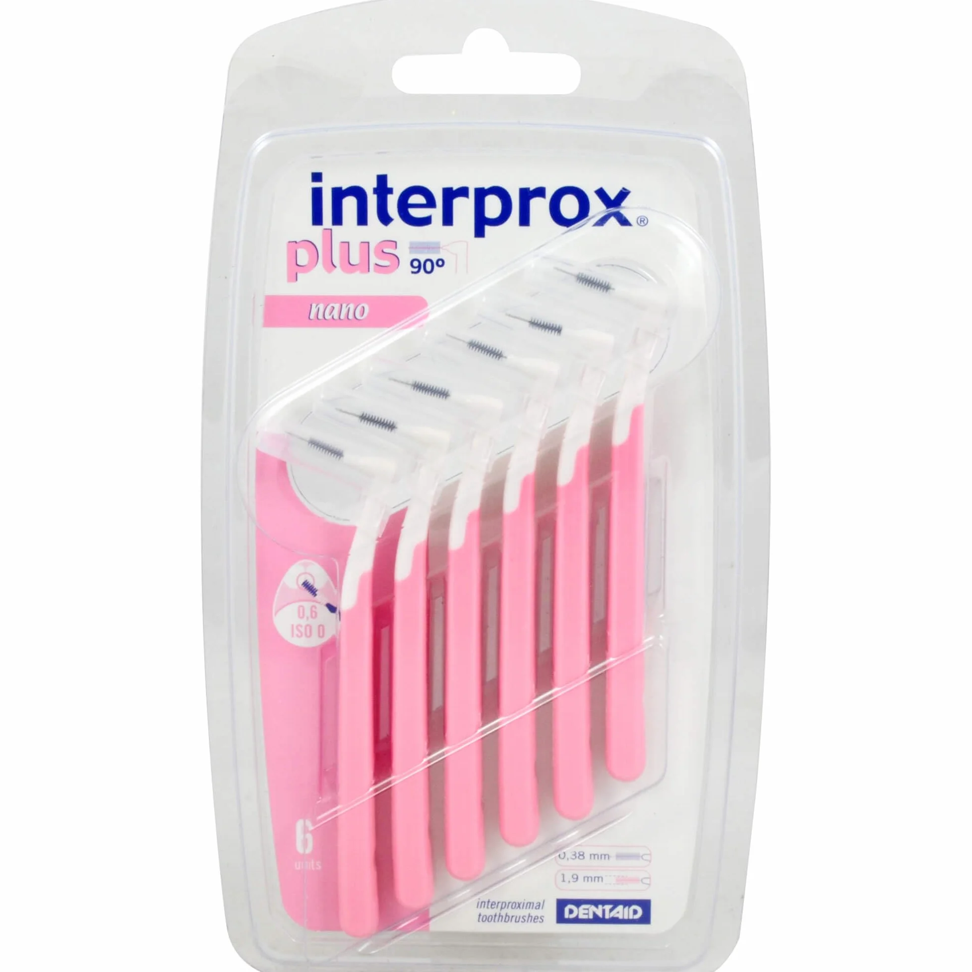 Interprox plus szczotki do interdentalnych różowe nano 0,38 mm (6 sztuk)