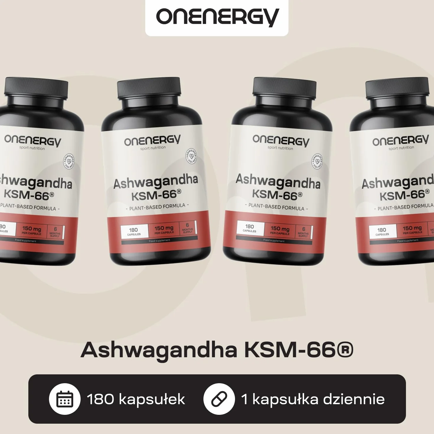 Ashwagandha KSM-66 180 Kapsułek Roślinnych Withania somnifera Wysoko Skoncentrowany