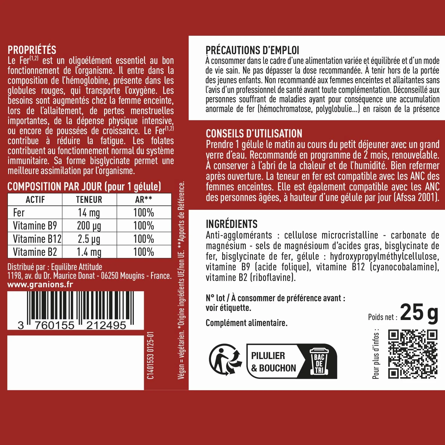 Bisglycinate żelaza 14 mg + Witamina B 60 kapsułek Energia i witalność Optymalna biodostępność