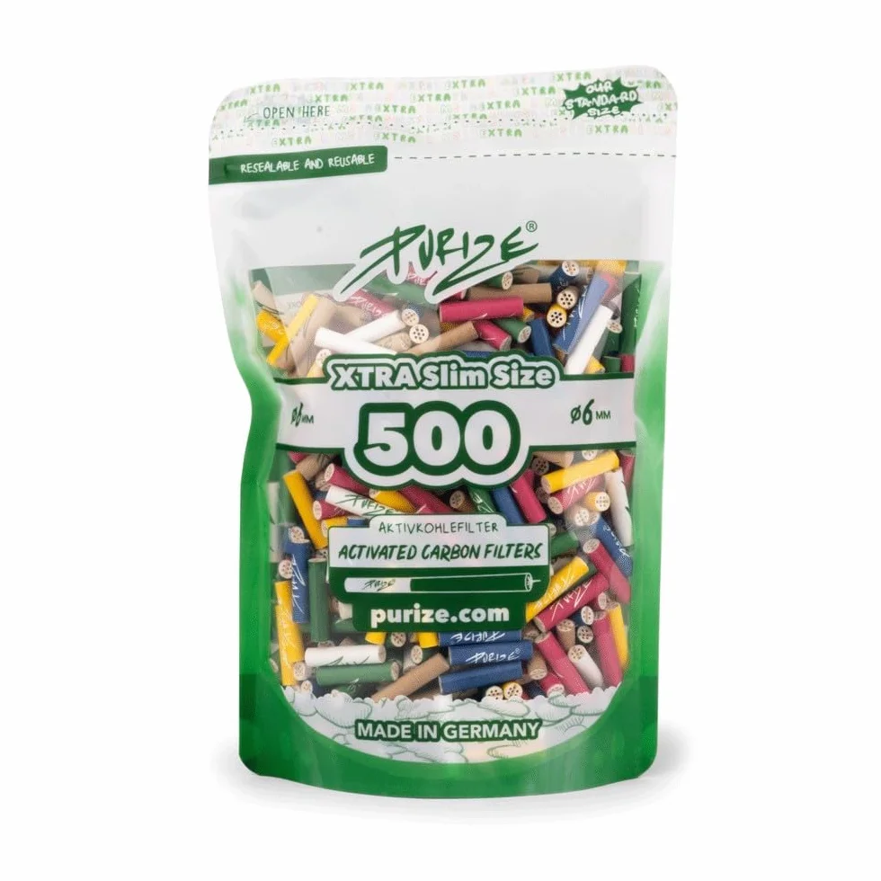 PURIZE 500 worków XTRA Slim filtr z węglem aktywnym wielokolorowy