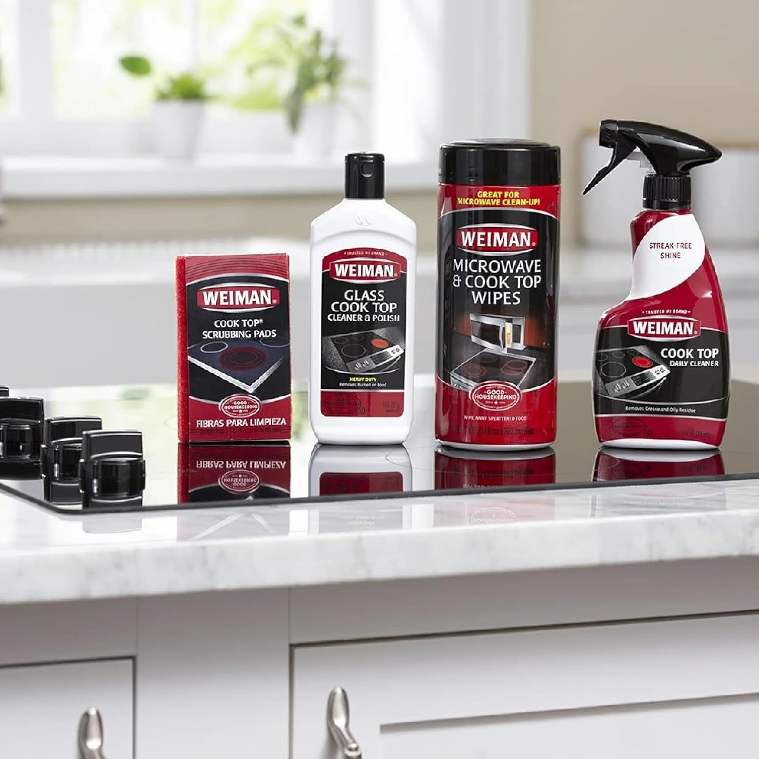 Weiman Glass Cook Top Cleaner and Polish Zestaw do czyszczenia płyt kuchennych z gąbką 300 ml
