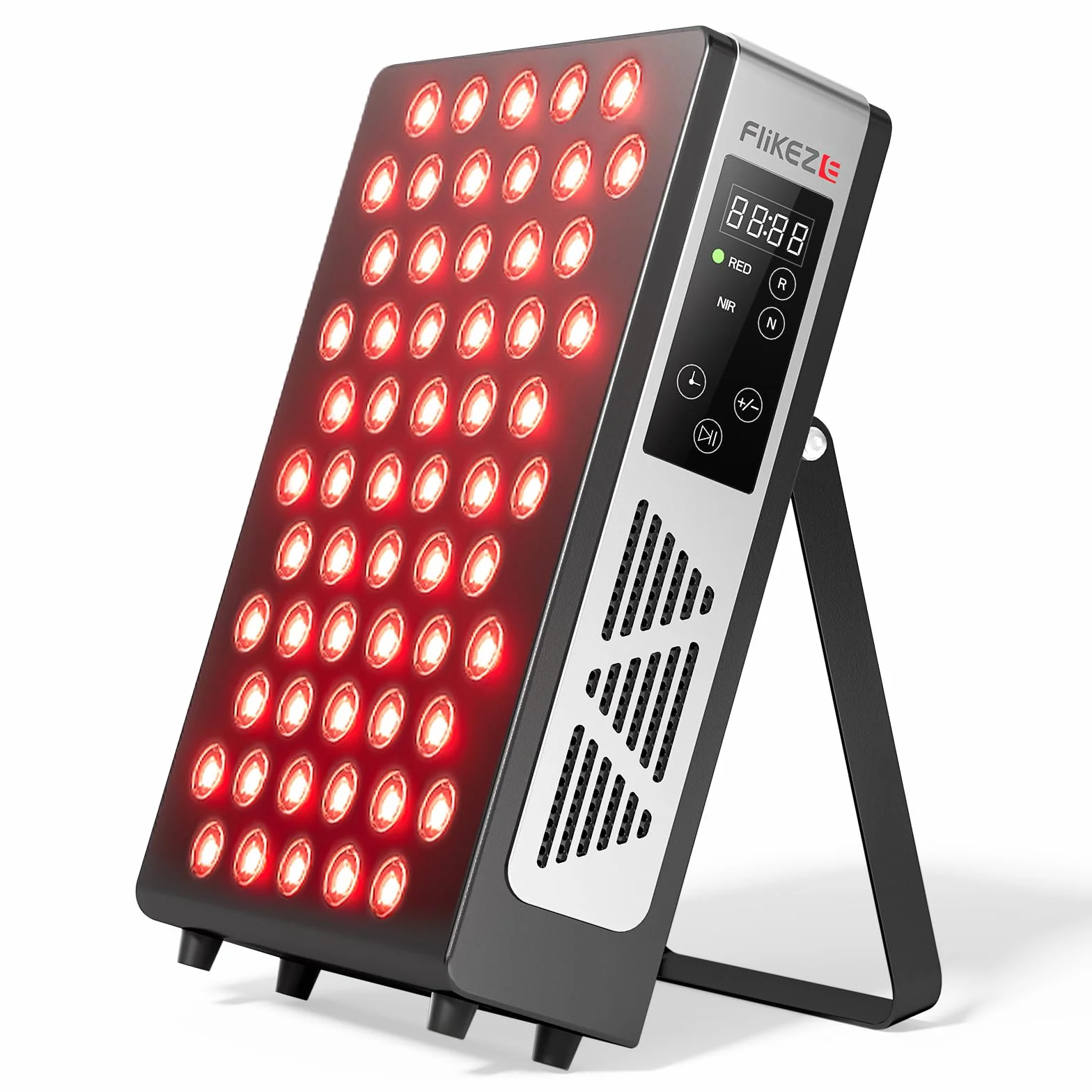 FliKEZE Czerwony Panel Świetlny, 60 Lampek, 4 Diody (630nm, 660nm, 830nm, 850nm), Lampa na Podczerwień z Timerem, 15 Regulowanych Intensywności dla Rodziny i Sportu (Model Pro)