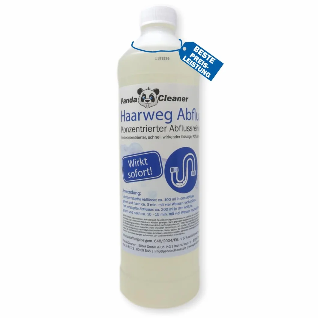 PANDACLEANER Hair-Away Drain Cleaner - Usuwa najbardziej uporczywe zatykanie - Silnie skoncentrowany środek do czyszczenia odpływów - Bez odpływu (1000ml)