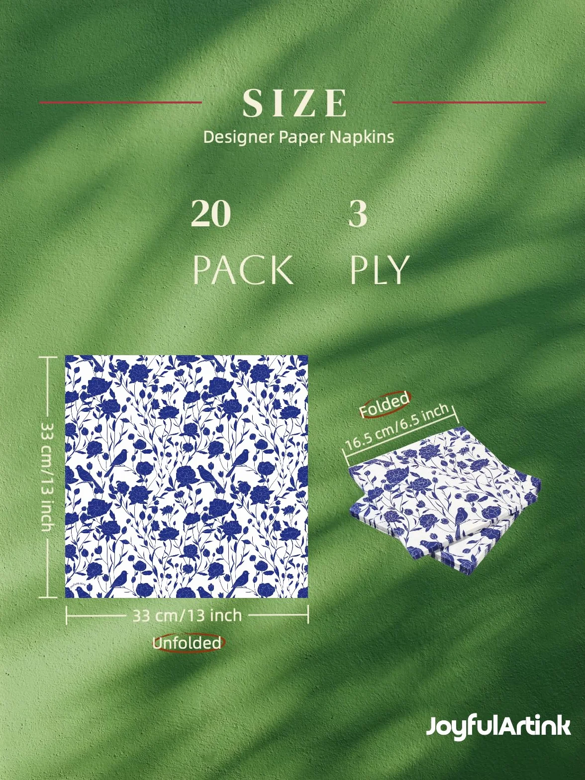 Designerskie serwetki papierowe, 3-warstwowe, 16,5 x 16,5 cm, jednorazowe, dekoracyjne, niebiesko-białe, porcelanowe, obiadowe, koktajlowe, na wesele, urodziny, przyjęcie rocznicowe, baby