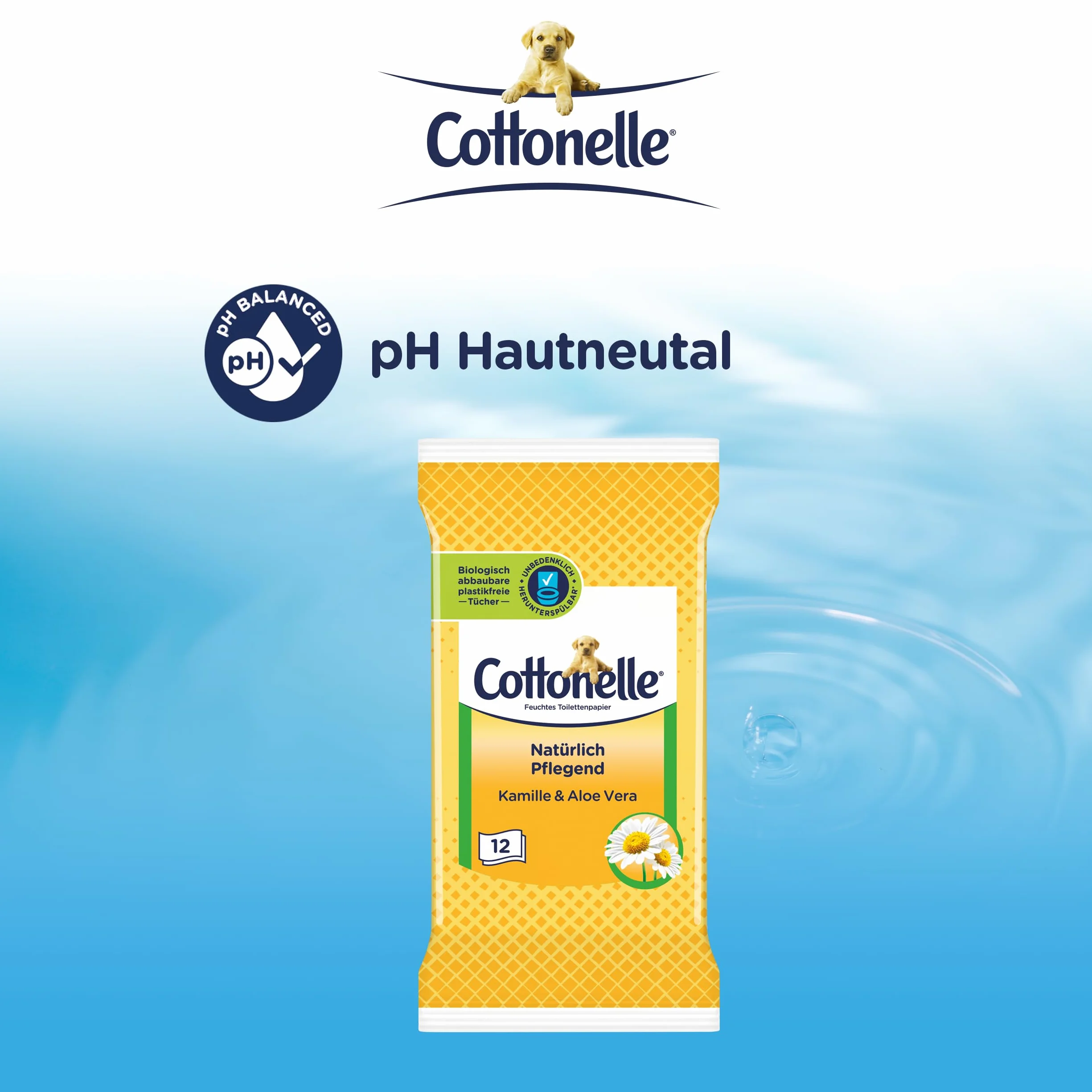 Cottonelle Wilgotny papier toaletowy do podróży rumianek i aloes biodegradowalny 20 x 12 ściereczek