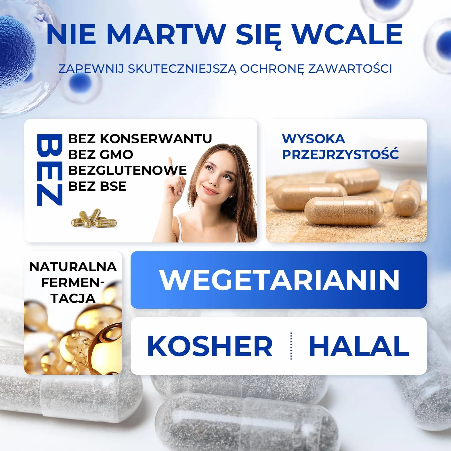 Puste kapsułki wegańskie rozmiar 1 przezroczyste 100 sztuk