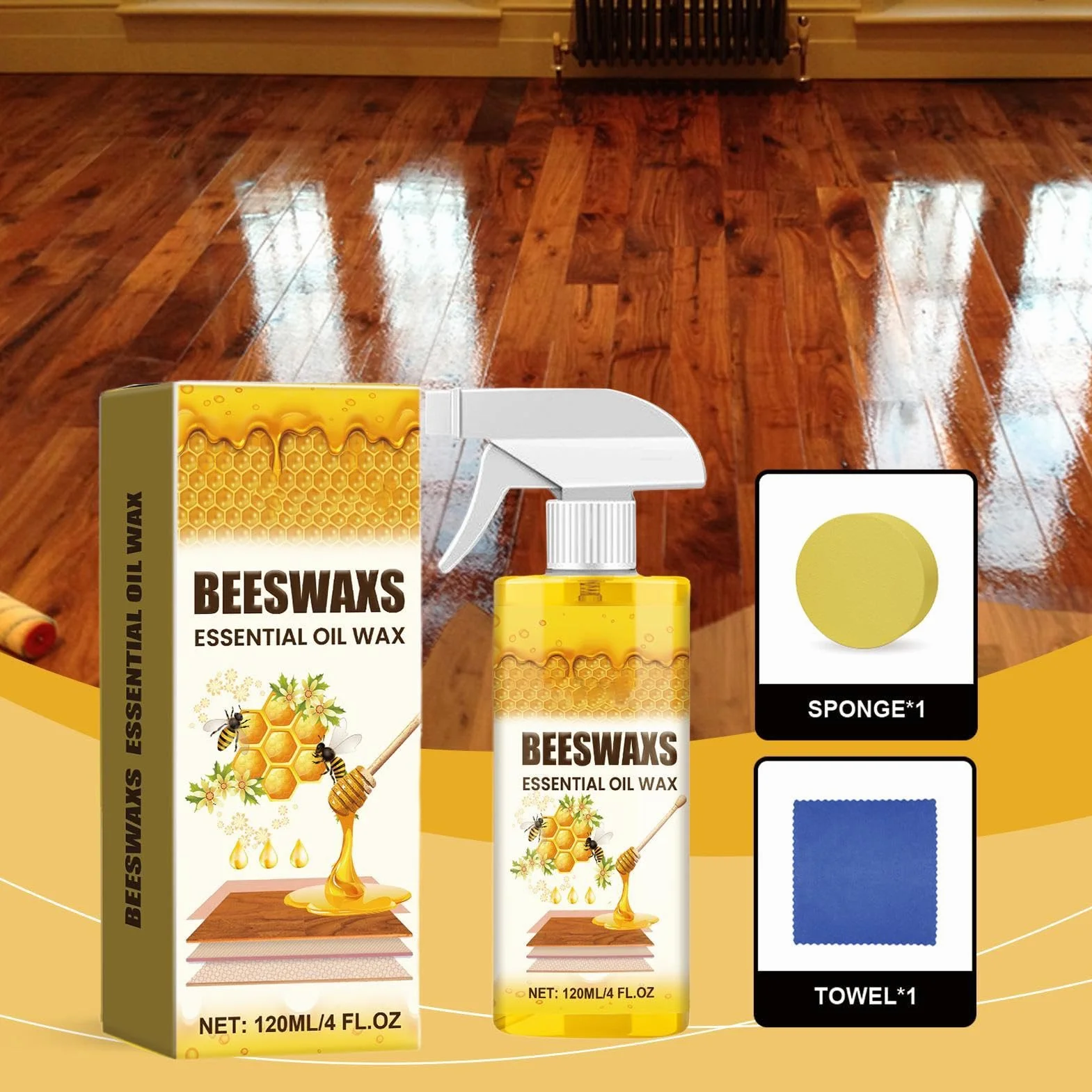 Wood Cleaner and Restorer - Hardwood Spray, Beeswax Formula for Antique Furniture, Removes Scratches, Restores Natural Grain
