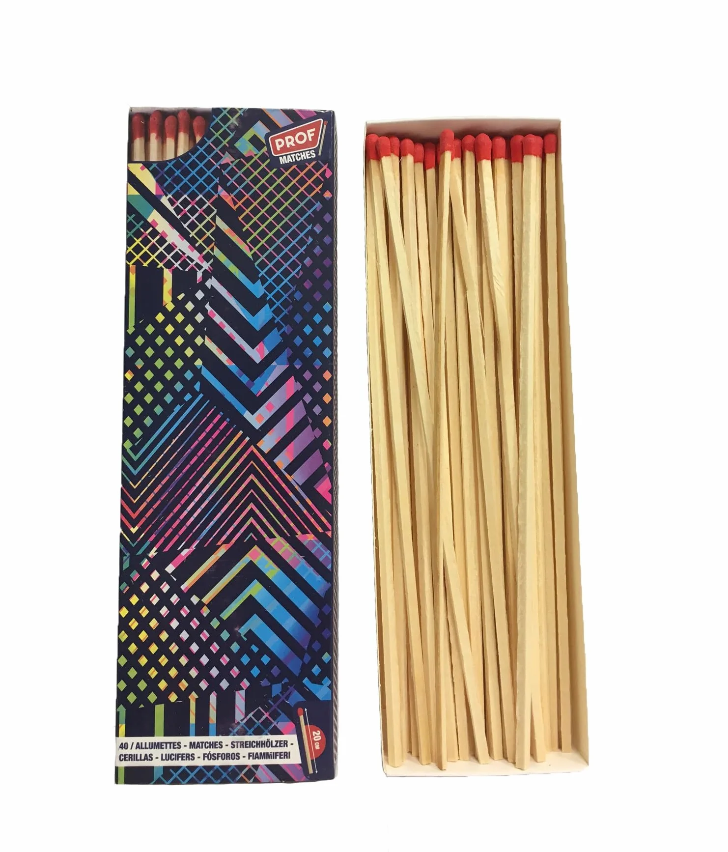 Długie zapałki XXL drewniane 20 cm 40 sztuk do kominka grilla pieców