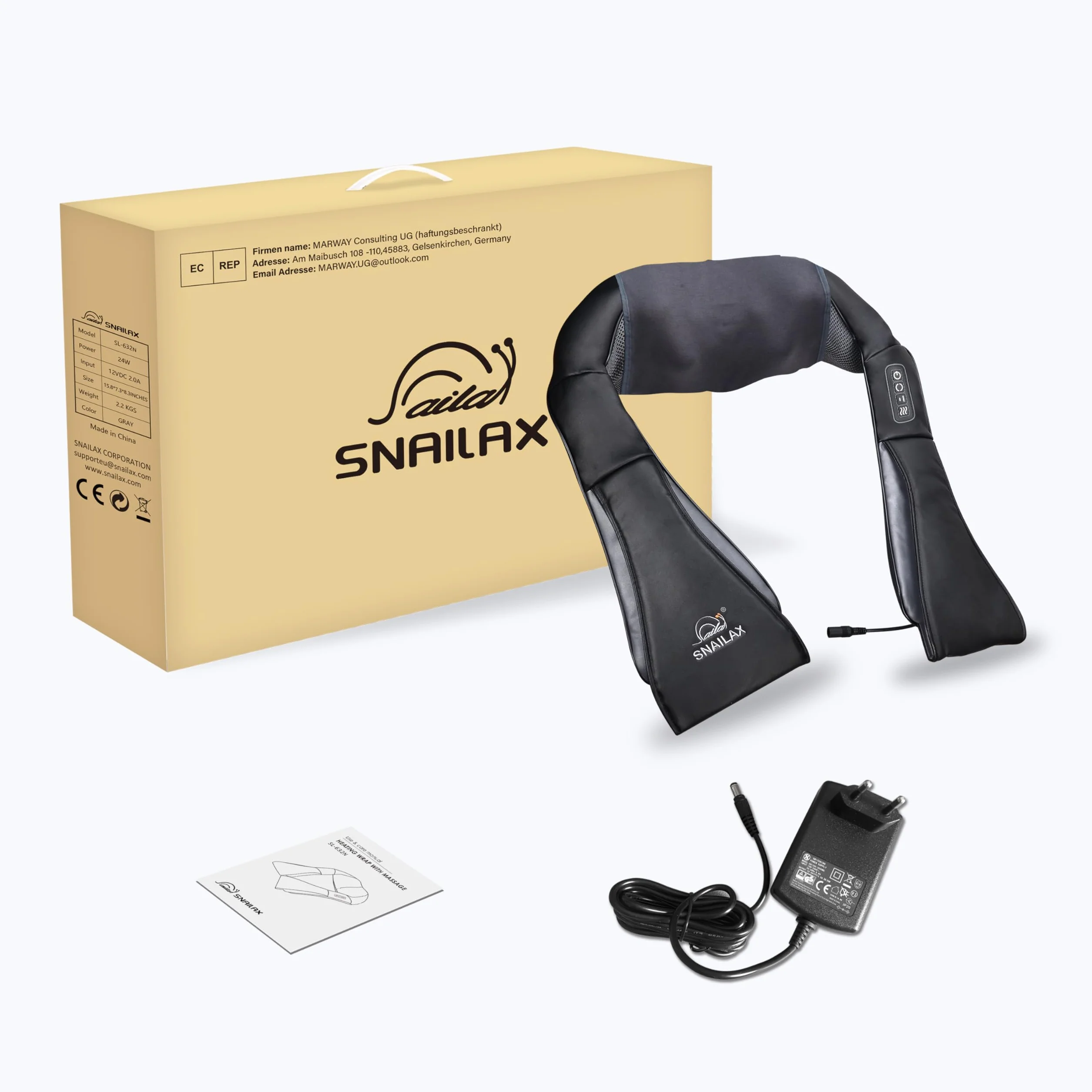 Snailax Shiatsu Masażer Karku Z Wysoką Temperaturą, Obracany O 4D, Masażer Szyi I Ramion, Z Ciepłem, Prezent Dla Mamy, Taty, Poduszka Grzewcza Do Karku I Pleców