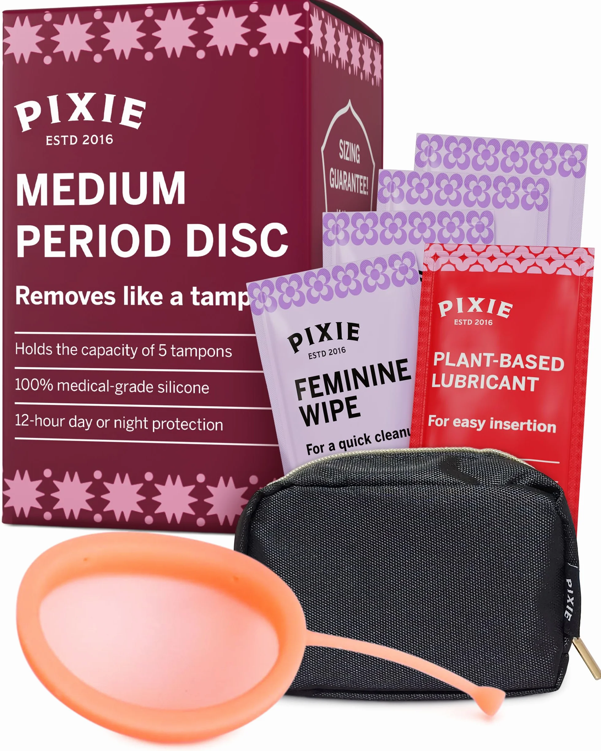 Pixie dysk menstruacyjny 100% silikon medyczny wielokrotnego użytku pojemność 7 tamponów M